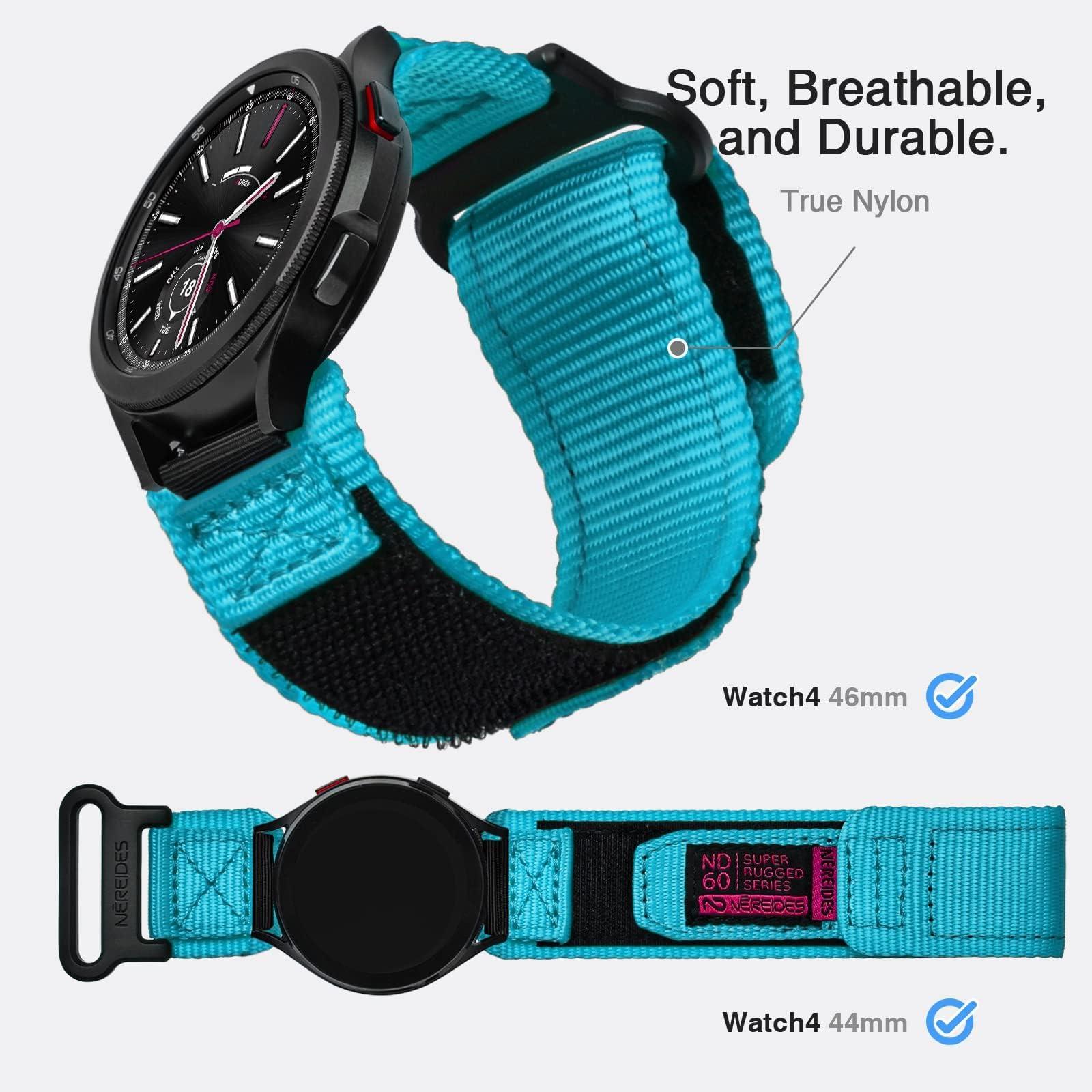 Nereides Band Compatible with Samsung Galaxy Watch 7 6 5 4 40mm 44mm/Watch 6 4 Classic/Galaxy Watch 5 Pro/Galaxy Watch 3/Classic 41mm/Active 2, 20mm Nylon Sports Strap for Men Women(Blue,L) - Image 2
