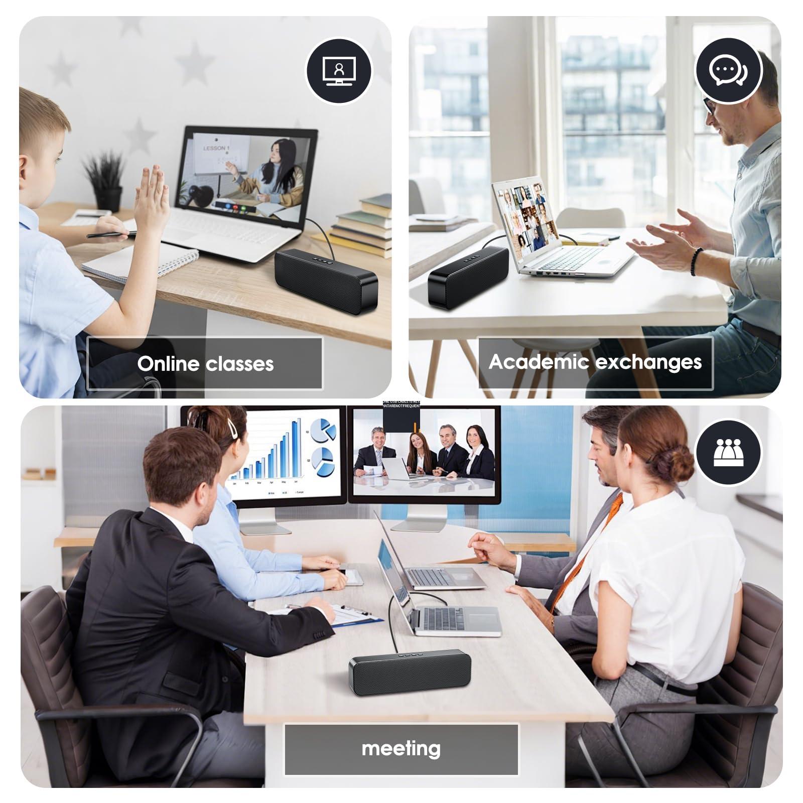 USB Computer Speakers,Pc Speakers for Desktop,Stereo Sound & Enhanced Bass,with 3.5mm Aux-in,Bluetooth,TF Card Port,USB Powered Speakers for Desktop Monitor,for Web Conferences,Offices,Teacher,Music - Image 5