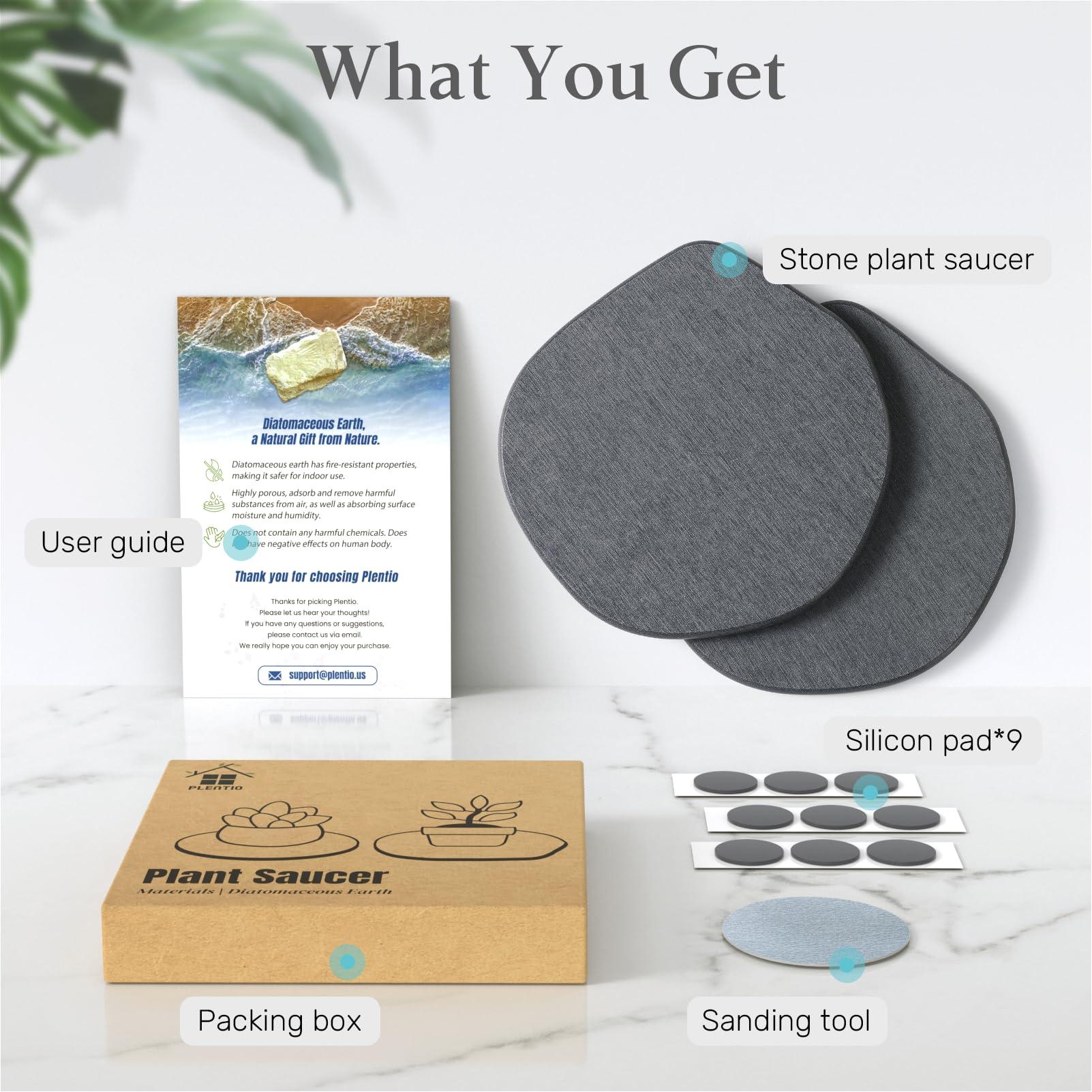 Plentio 2 Pack 6 Inch Plant Saucer Irregular Diatomite Super Absorbent Stone Plant Trays Durable Flower Plates Quick Drying Plant Trays for Pot to Catch Water Indoor Plants - Image 6