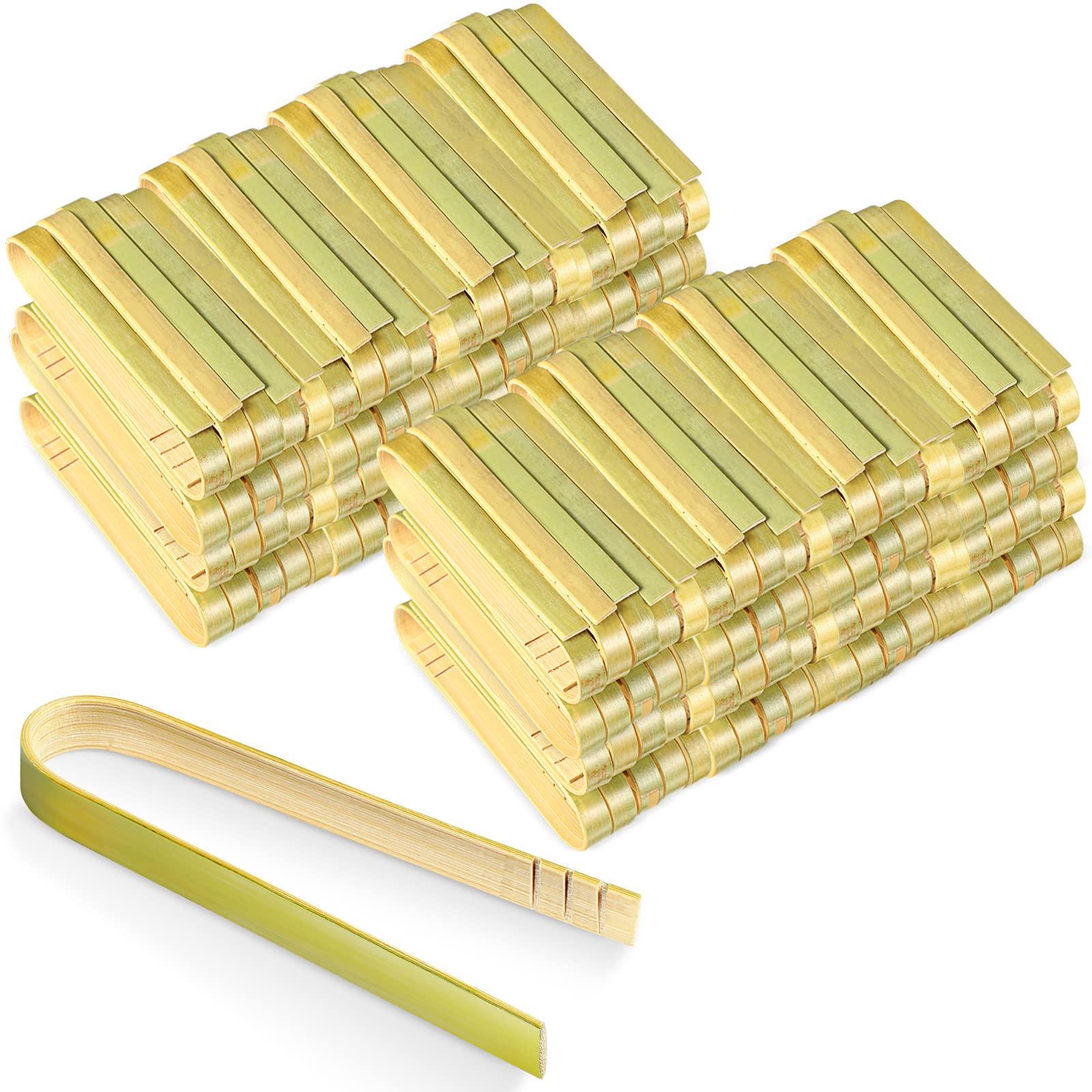 Chengu 240 Pcs Mini Bamboo Tongs Disposable Small Wooden Toaster Tongs Charcuterie Serving Party Cooking Utensils for Catering Buffet Appetizer Wedding Party Supplies(4 Inch)