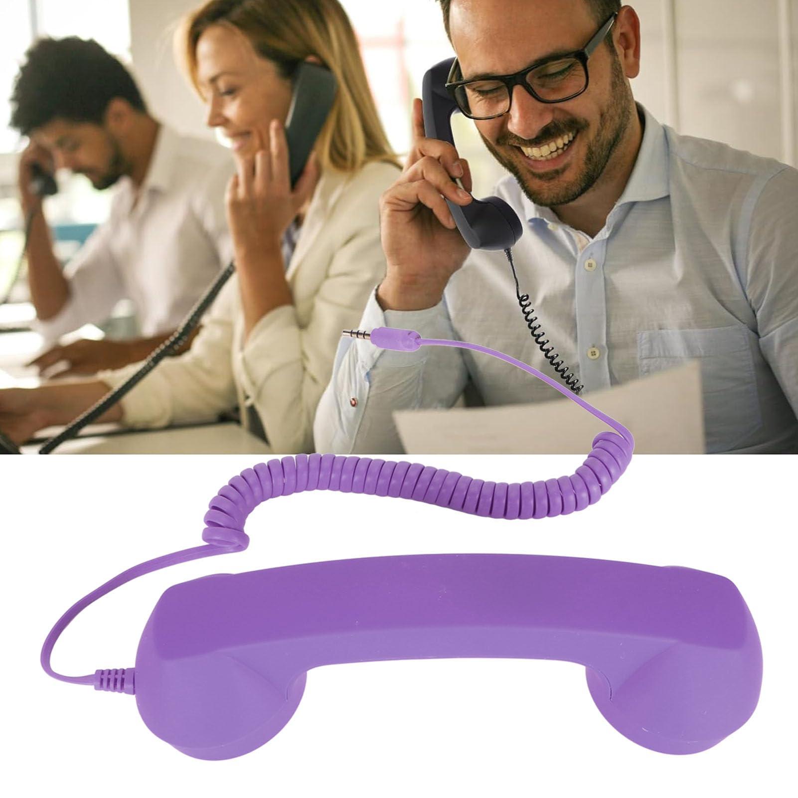 Telephone Handset for Cellphone, Retro Phone Handset with 3.5mm Jack Mobile Phone Receiver Old Telephone Headset Handheld Receiver for Cell Phone(Purple) - Image 8