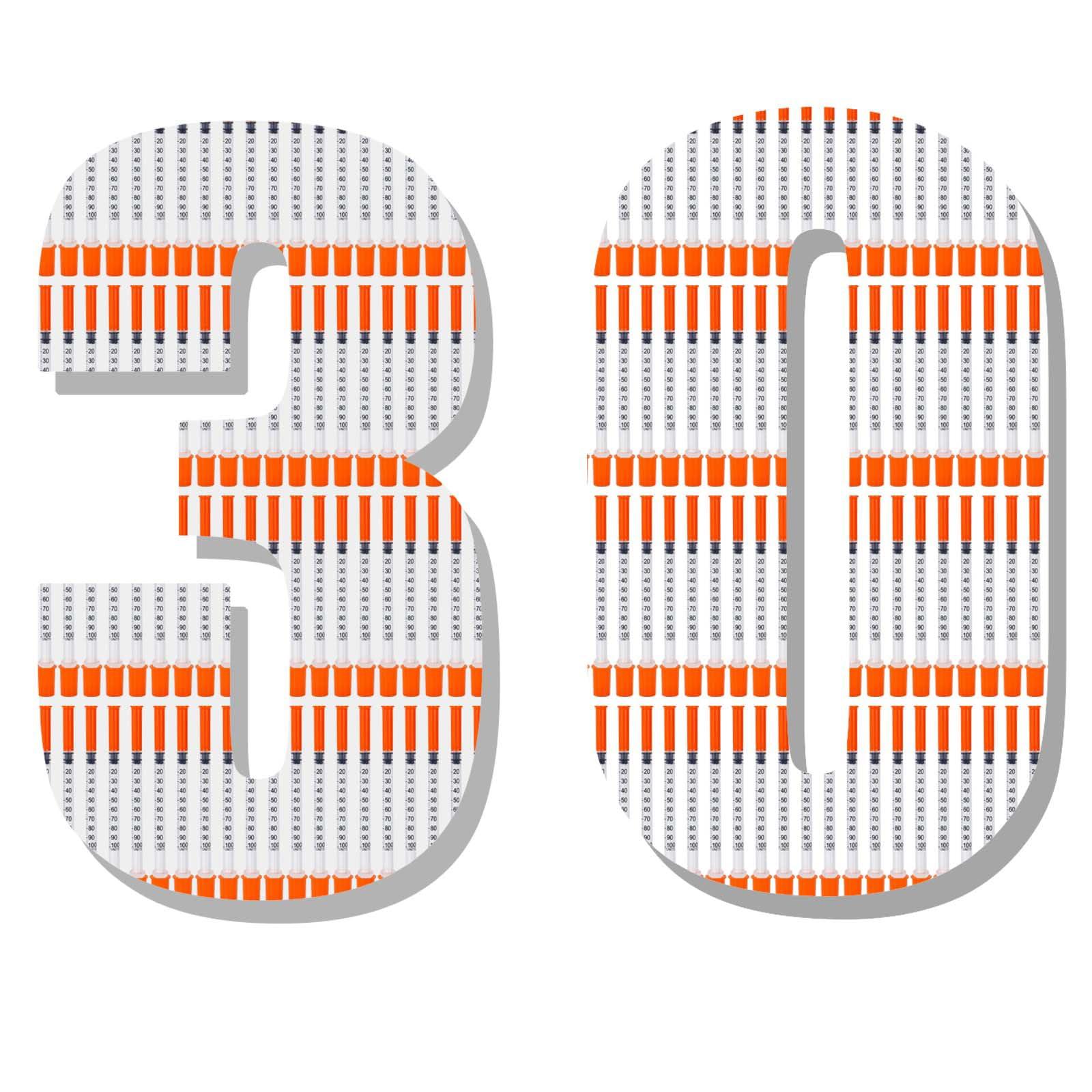 U-100 Syringes with Needle - 31G 1cc 5/16 Inch(8mm) Disposable Syringe, Individual Wrapped, 30PACK (1CC 31G 5/16"-30PACK) - Image 4