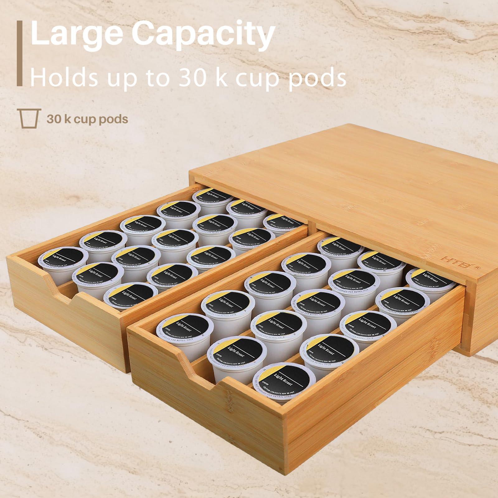HTB K Cup Holder Compatible with K Cups,Coffee Pod Holder Holds Up 30 Cups,K Cup Organizer Storage Drawer - Image 4