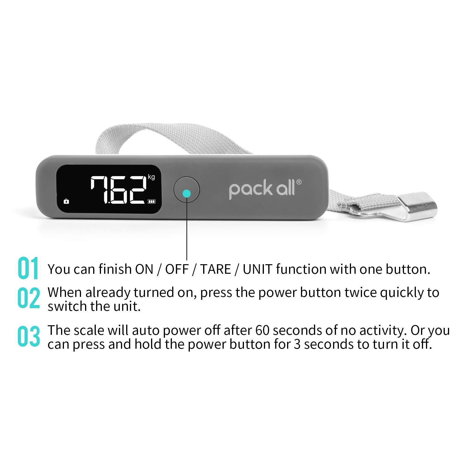 pack all 110 Lbs Luggage Scale, Digital Handheld Luggage Scale, Travel Weight Scale for Luggage with Backlit LCD Display, Battery Included - Image 4