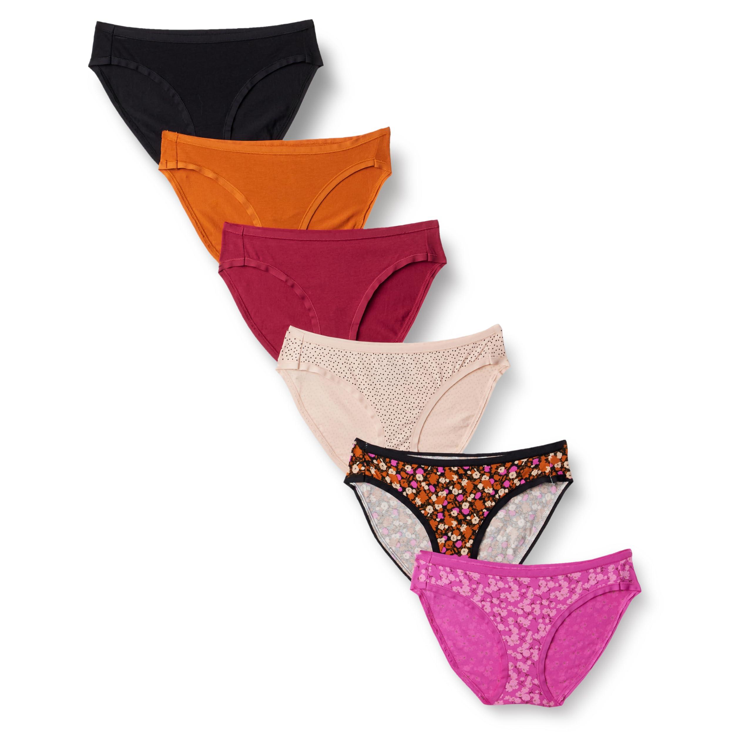 Amazon Essentials Women's Cotton Bikini Brief Underwear (Available in Plus Size), Multipacks