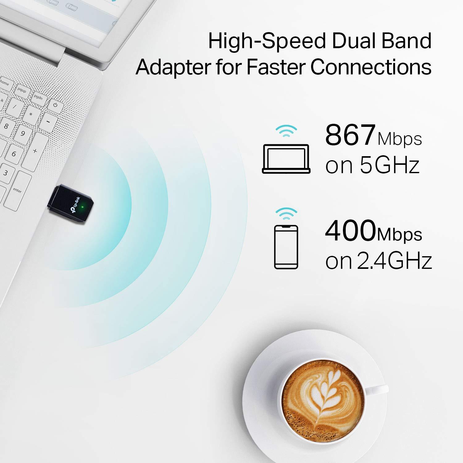 TP-Link AC1300 USB WiFi Adapter(Archer T3U)- 2.4G/5G Dual Band Wireless Network Adapter for PC Desktop, MU-MIMO WiFi Dongle, USB 3.0, Supports Windows 11, 10, 8.1, 8, 7, XP/Mac OS X 10.9-10.14 - Image 2