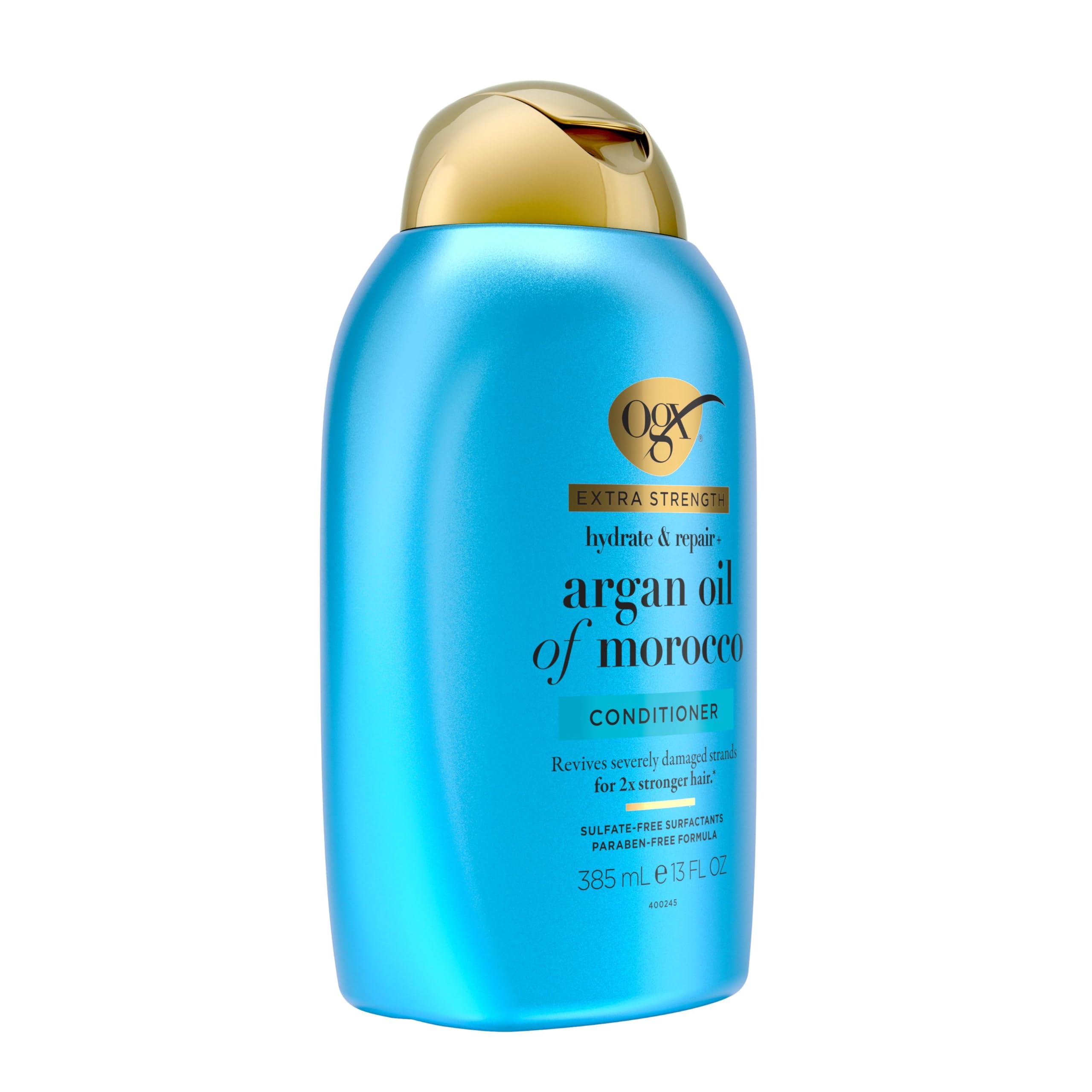OGX Extra Strength Hydrate & Repair + Argan Oil of Morocco Conditioner for Dry, Damaged Hair, Cold-Pressed Argan Oil to Moisturize Hair, Paraben-Free, Sulfate-Free Surfactants, 13 Fl Oz - Image 4