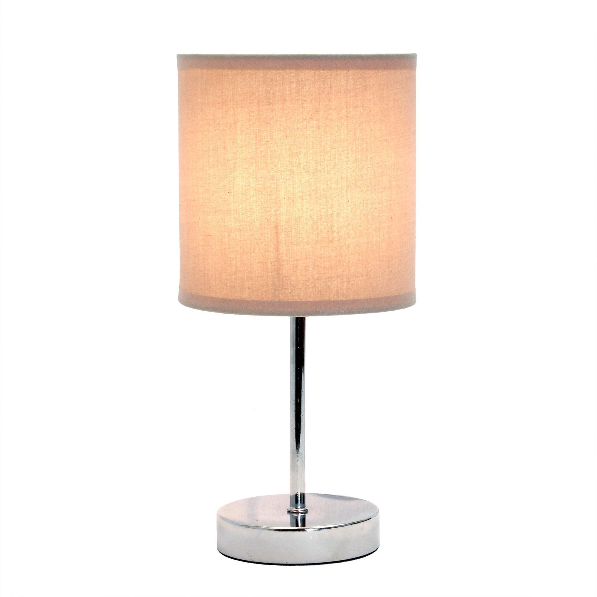 Simple Designs LT2007-GRY Chrome Mini Basic Stick Table Lamp with Fabric Shade, Gray - Image 4