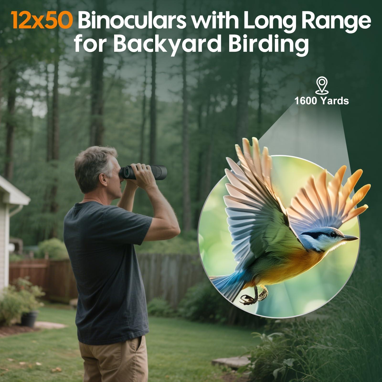 occer 12x50 Binoculars for Adults High Powered - HD Bird Watching Binocular for Hunting with Clear Vision - Easy Focus Binoculars with Long Range for Hiking Travel Cruise Trip Concert Stargazing - Image 5