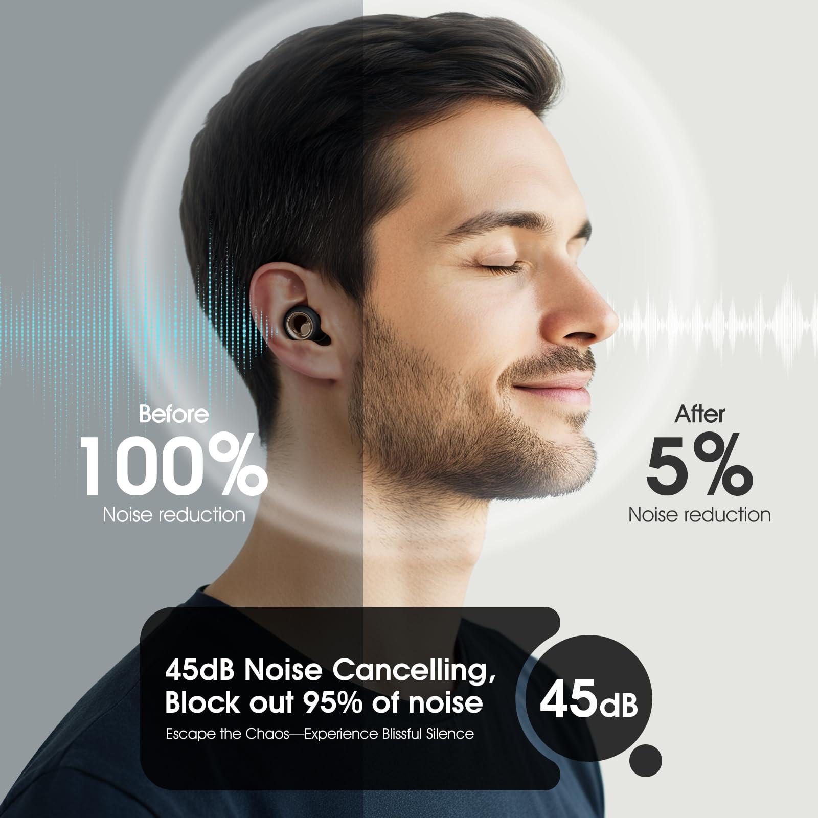 Vosaf Ear Plugs for Sleeping Noise Cancelling, Soft Earplugs for Sleep, 45dB Reusable Ear Plugs for Noise Reduction with 8 Ear Tips, Silicone Hearing Protection Ear plugs for Concert and Travel(Black) - Image 2