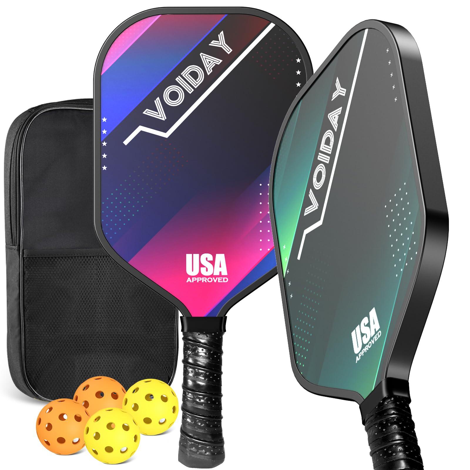 Pickleball Paddles Set of 2, USAPA Approved Fiberglass Pickle Ball Paddles with 4 Pickle Balls, Durable &Lightweight Racket for Beginners, Pros, Men, Women, Adults, Kids