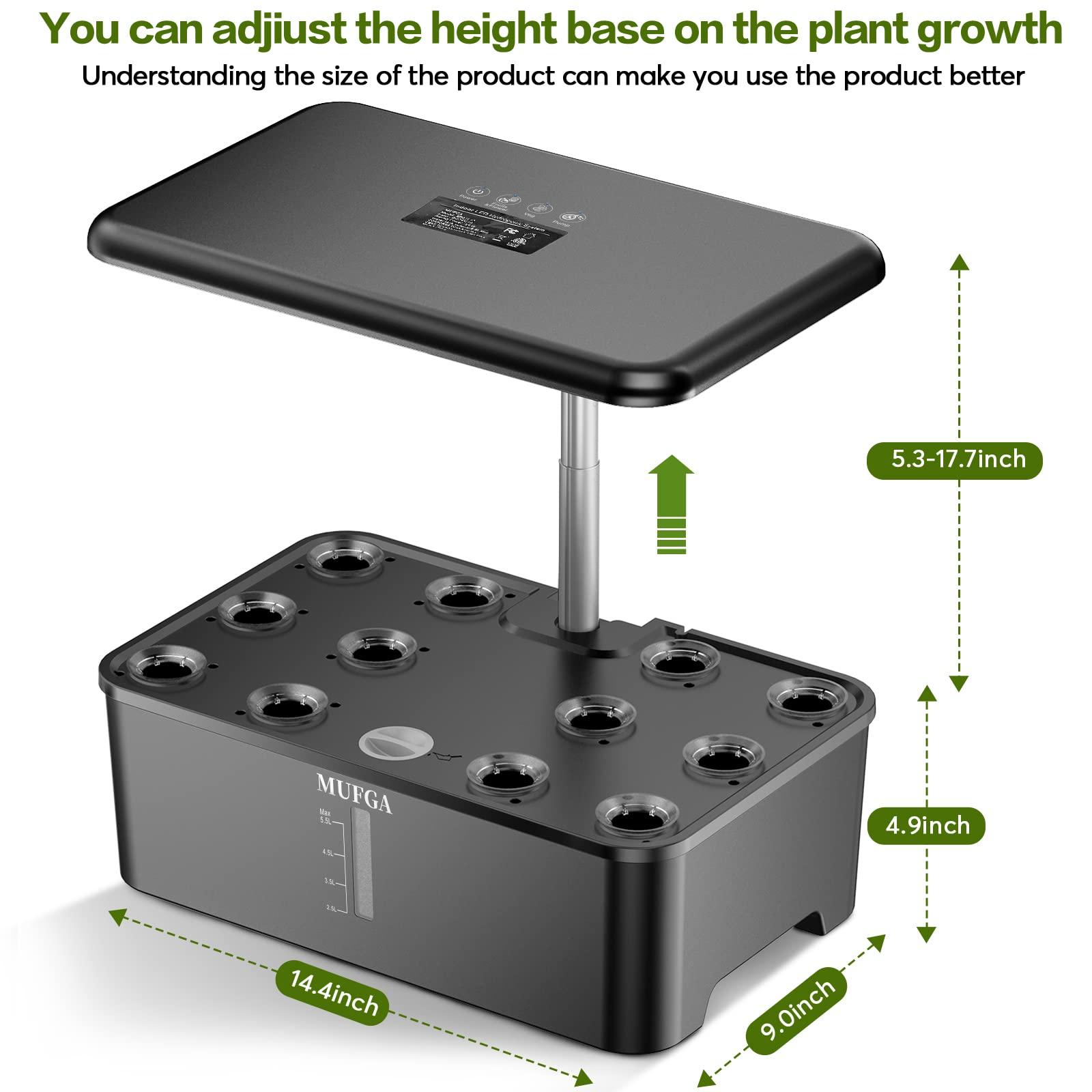 MUFGA 12 Pods Hydroponics Growing System, Indoor Garden with LED Grow Light, Plants Germination Kit, Mini Herb Garden with Pump System, Height Adjustable (No Seed) - Image 3