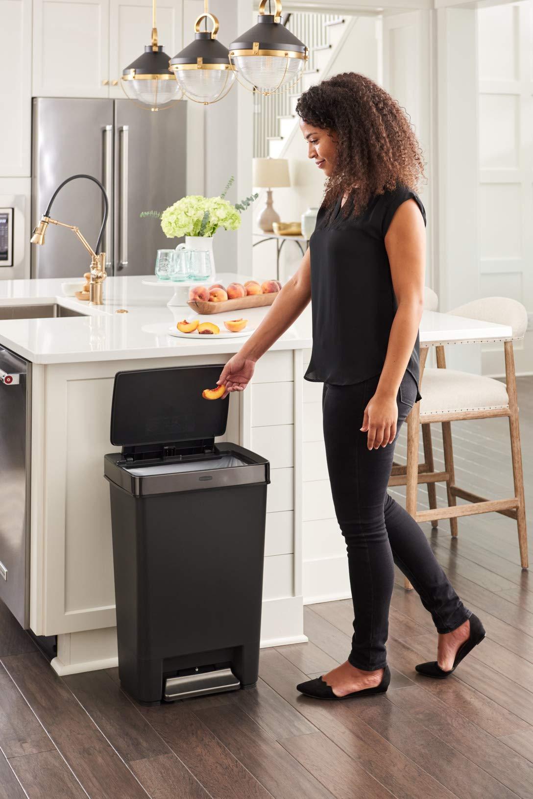 Rubbermaid Premier Series IV Step-On Trash Can for Home and Kitchen, 12.4 Gallon, Stainless Steel Lid Charcoal, for Home/Kitchen/Garage/Apartment/Office - Image 5