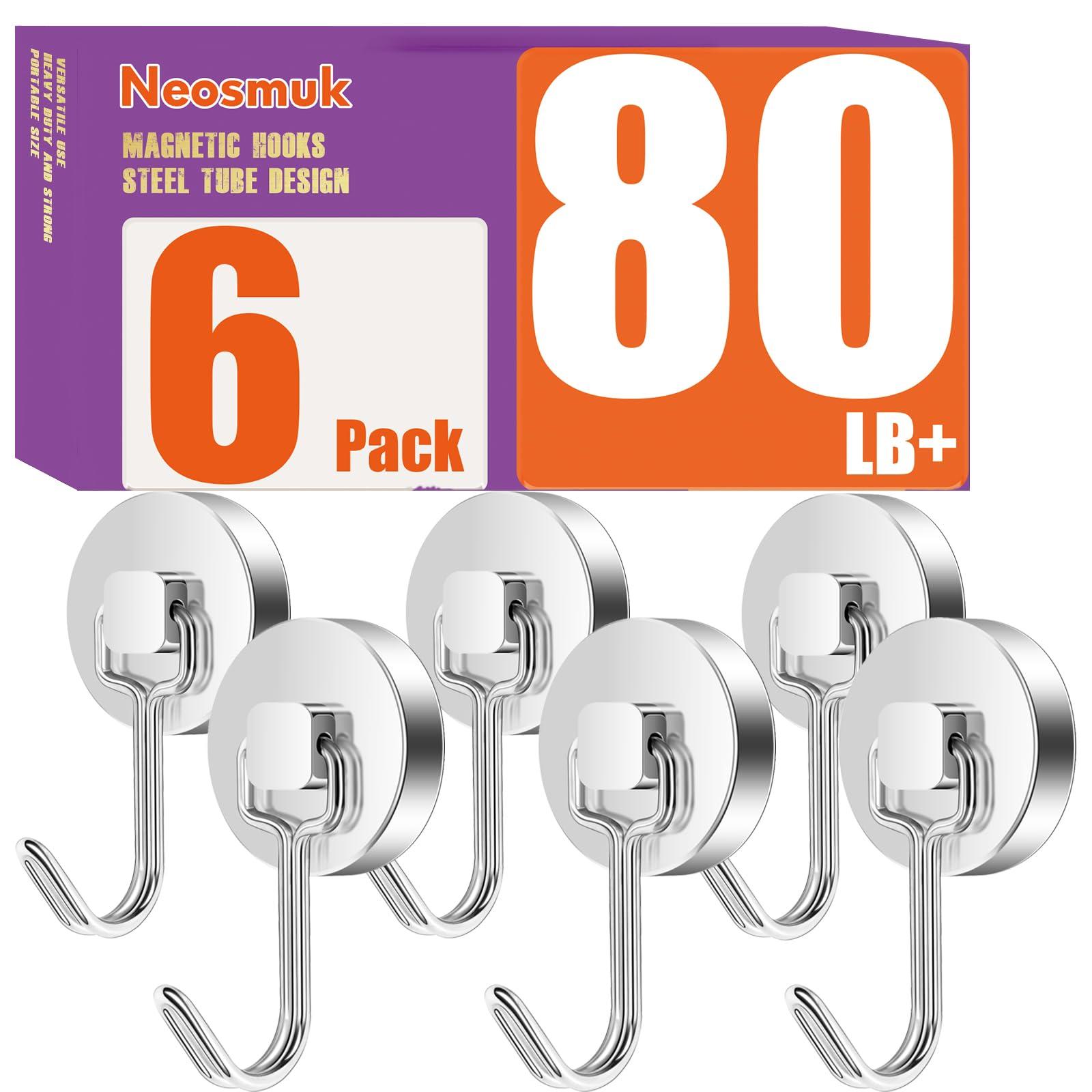 Neosmuk Magnetic Hooks, Cruise Ship Essentials, 80lb+ Swing Swivel Heavy Duty Magnetic Hooks for Cruise Cabins, Refrigerator, Grill, Hanging, and Travel,Extra Strong Must-Haves, Silver.
