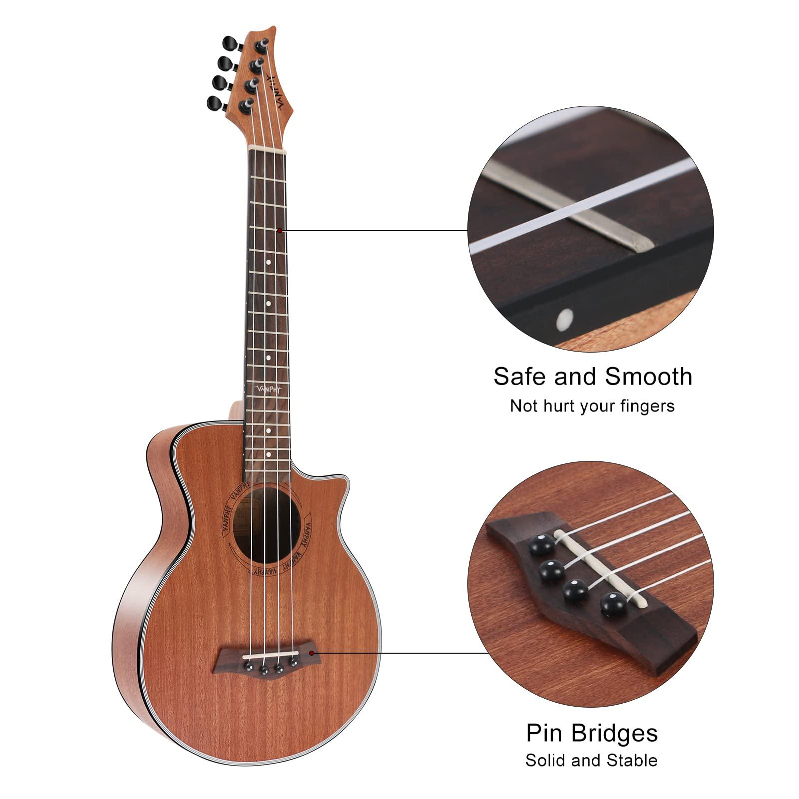 VANPHY Ukulele Concert Ukelele Professional 23 Inch Uku Sapele Ukulele for Kids Adult Beginner Hawaiian Uke Comes with Starter Ukele Kit Include Gig Bag Tuner Strap Ukelel String Picks Clean Cloth - Image 3