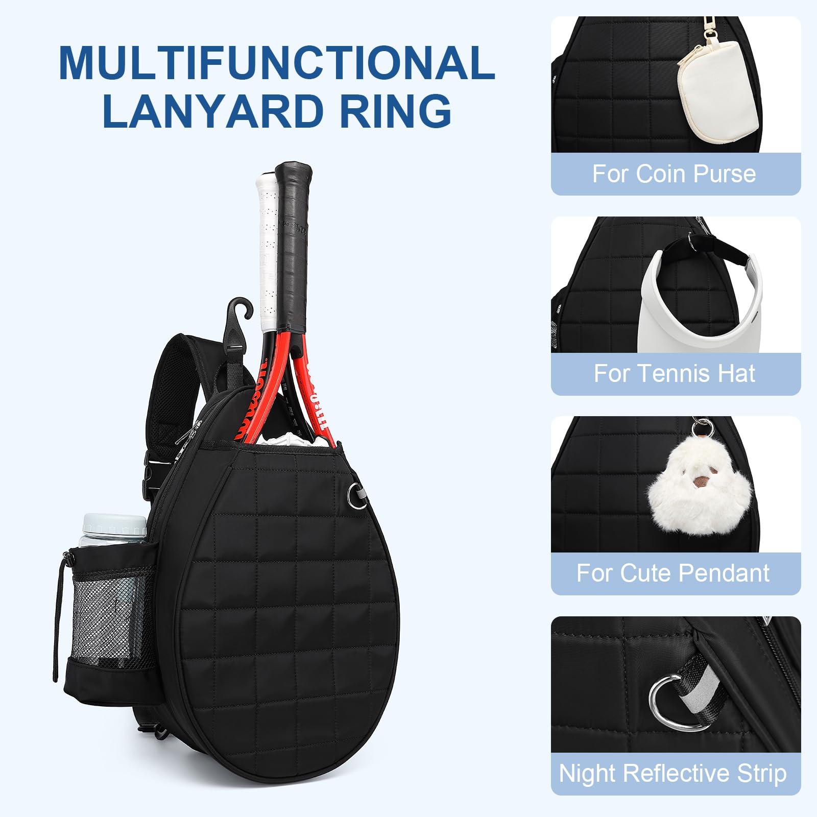 KAVIGOR Tennis Bag, Tennis Backpack Holds 2 Rackets, Quilted Crossbody Sling Bag, Waterproof Pickleball Bags with Safety Pocket for Women and Men - Image 5
