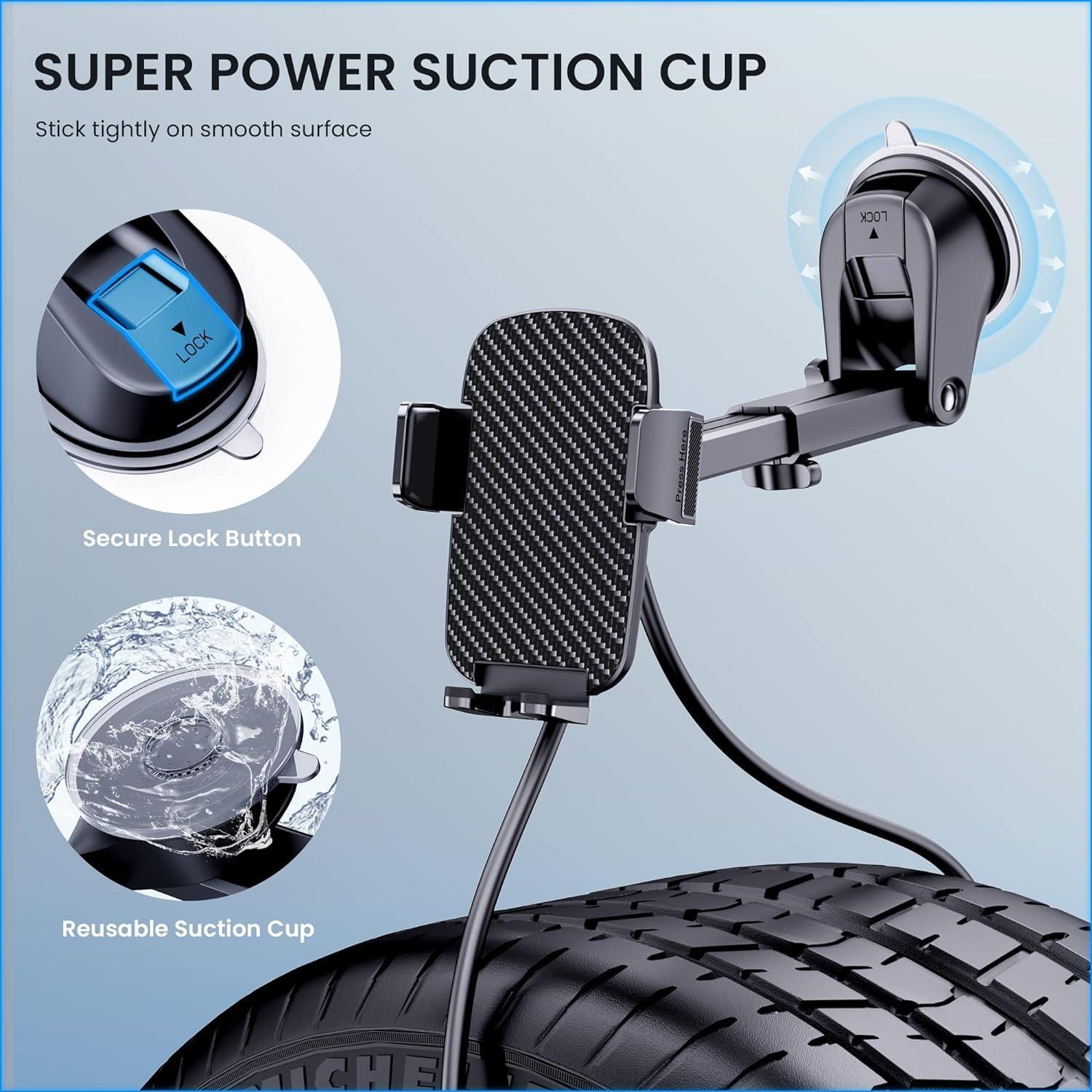 TICILFO Car Phone Holder [Military-Grade Suction] Phone Stand for Car [Super Stable] Automobile Car Mount for iPhone Universal Accessories Air Vent Dashboard Windshield Mount Fit All iPhone Smartphone - Image 3