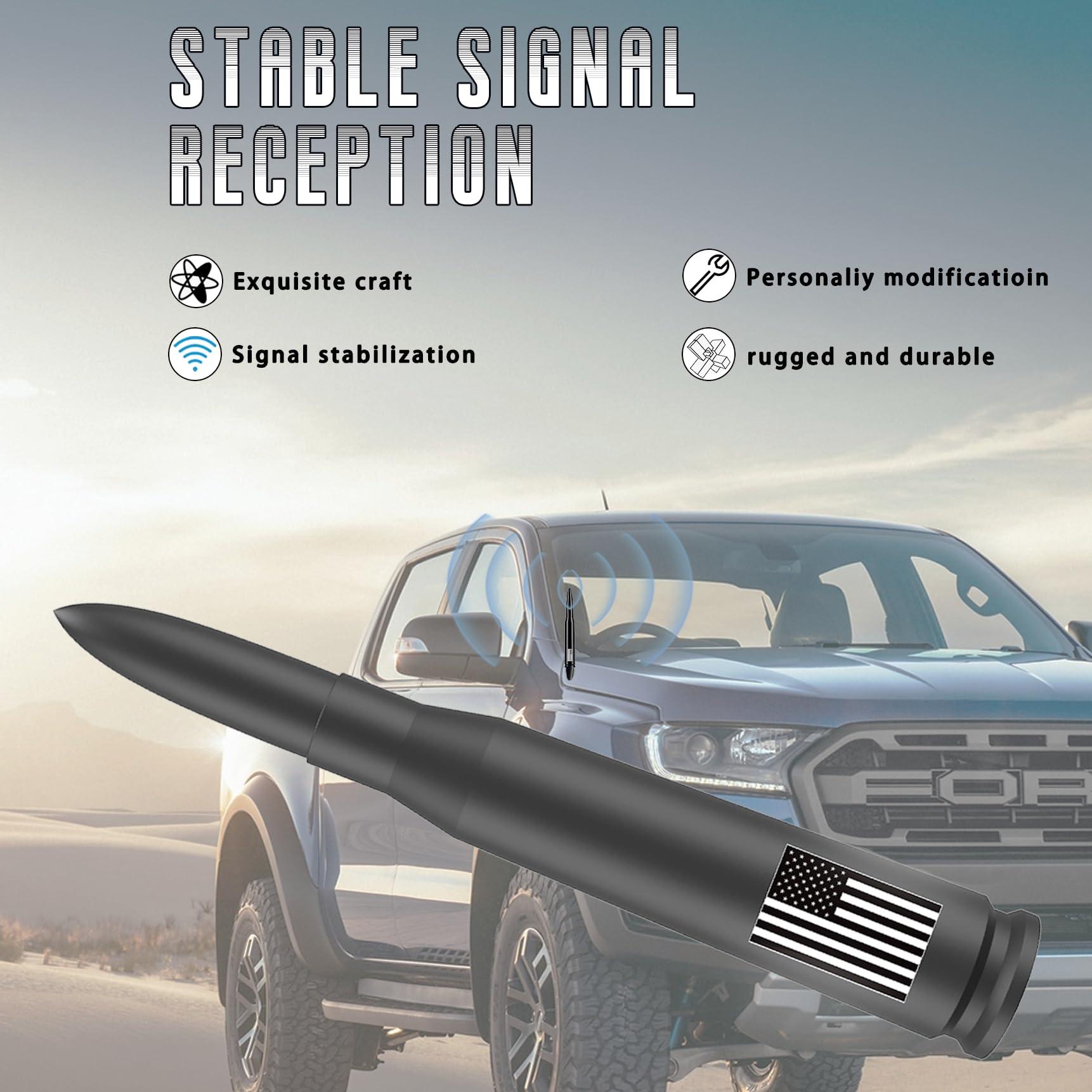 American Flag Car Truck Antenna with Valve Stem Caps, Universal Mast for GM Chevy Silverado 1500 2500 3500 HD Avalanche Ford F150 F250 F350 Denali Heavy Duty Pickup Trucks Accessories (Black) - Image 4