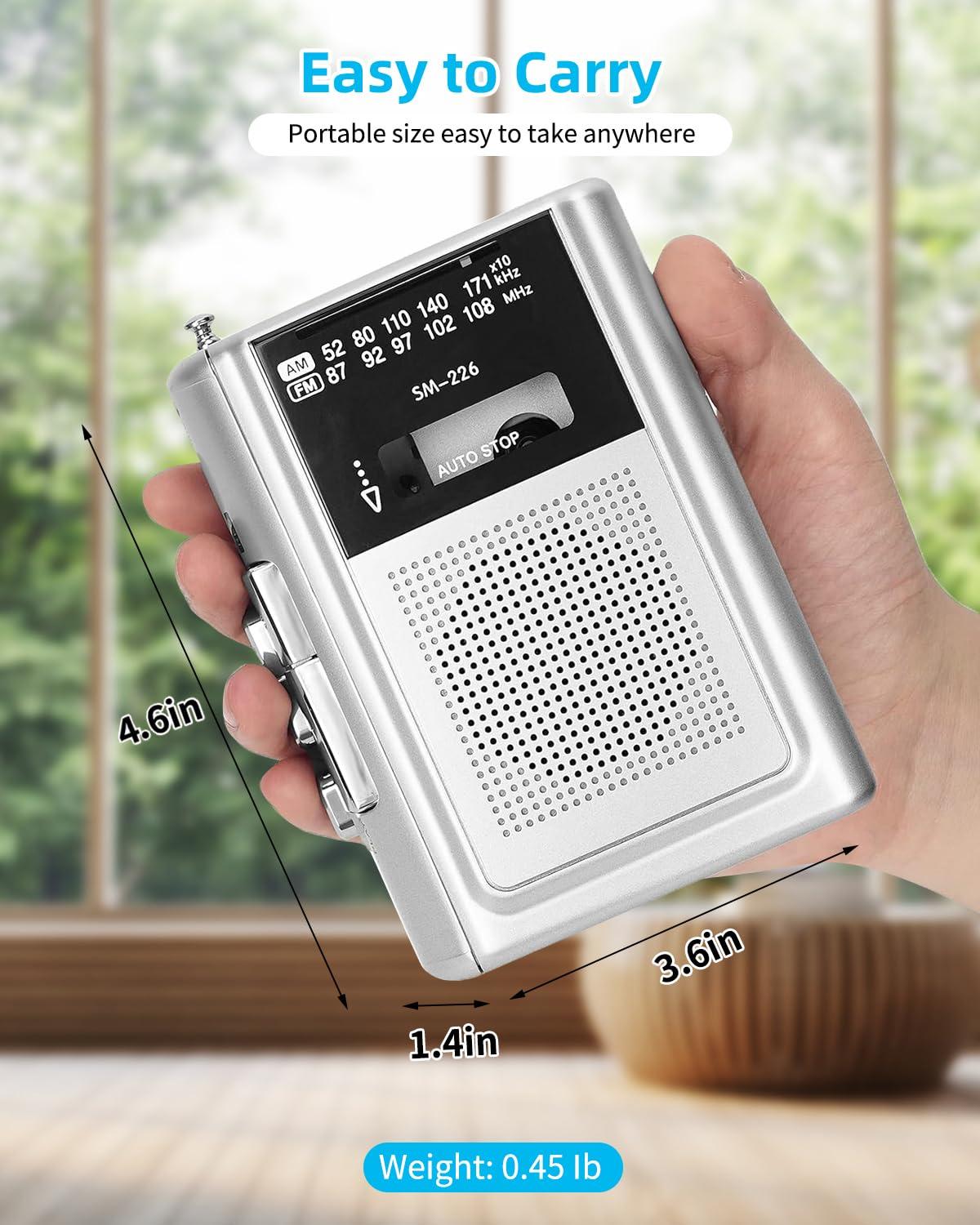 SEMIER Portable Cassette Player Recorder AM FM Radio, Compact Personal Small Cassette Tape Player/Recorder with Built in Speaker and Stereo Earphone Jack - Image 4