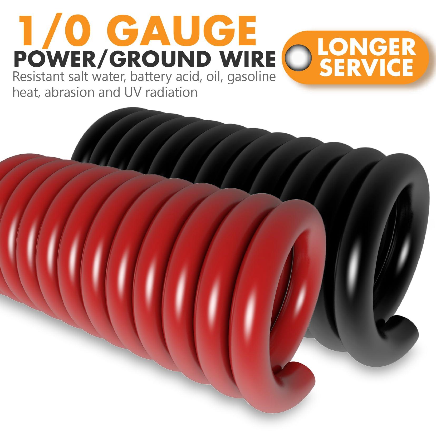 1/0 Gauge Car Amplifier Power Ground Wire Kit Battery Cable，Automotive Wire, Big 3 Upgrade Kit, Amp Install Wiring Kit with Lugs Terminal ANL Fuse and Heat Shrink Tube - CCA Wire 40 FT - Image 3