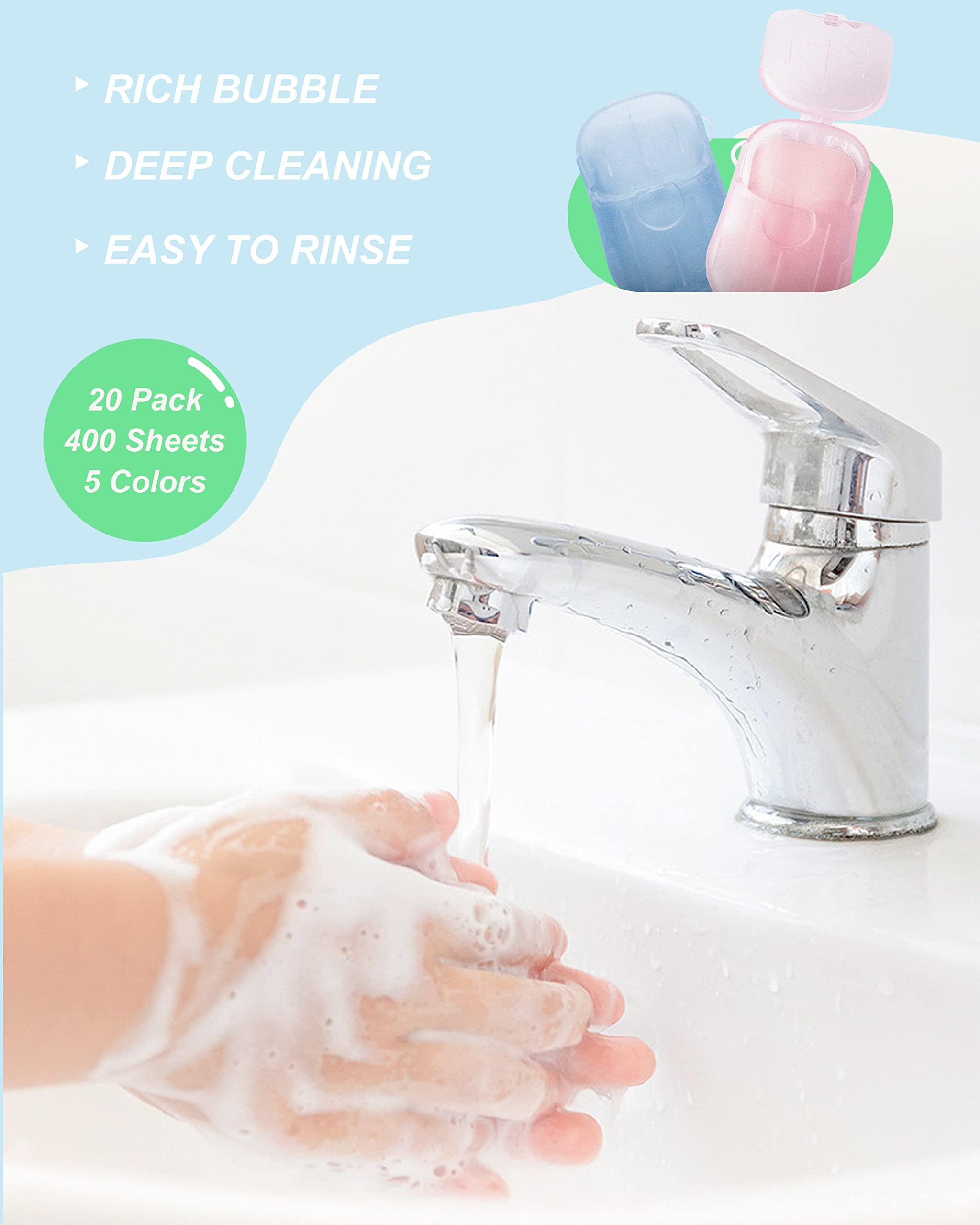 DF DUALFERV Paper Hand Soap Sheets for Traveling, 20 Pack (400 Sheets) Mini Portable Hand Soap Sheets, Scented Disposable Soap Sheet, Colorful Camping Soap Sheets, Travel Soap Sheets for Hand Washing - Image 2