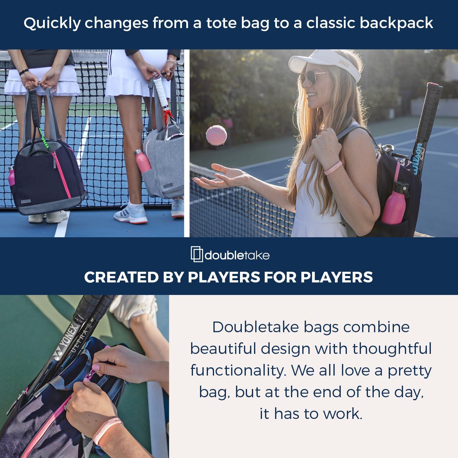 Doubletake Melbourne Tennis Backpack/Tote | Designer Tennis Bag for Women | Fits 2 Racquets with Large Capacity for Accessories - Image 6