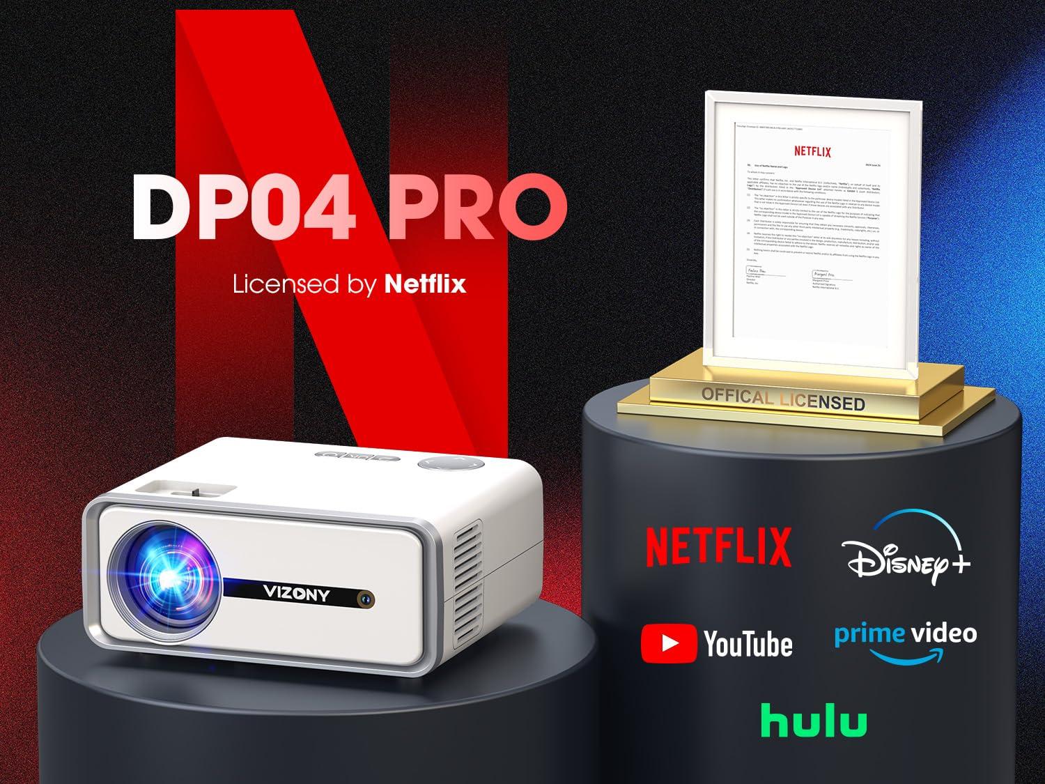 [Netflix Officially/Dolby Audio] Smart Projector with WiFi and Bluetooth, VIZONY Native 1080P Projector with Apps Built in Netflix, Youtube, Hulu, Disney+, Portable Mini Projector for Indoor/Outdoor - Image 3