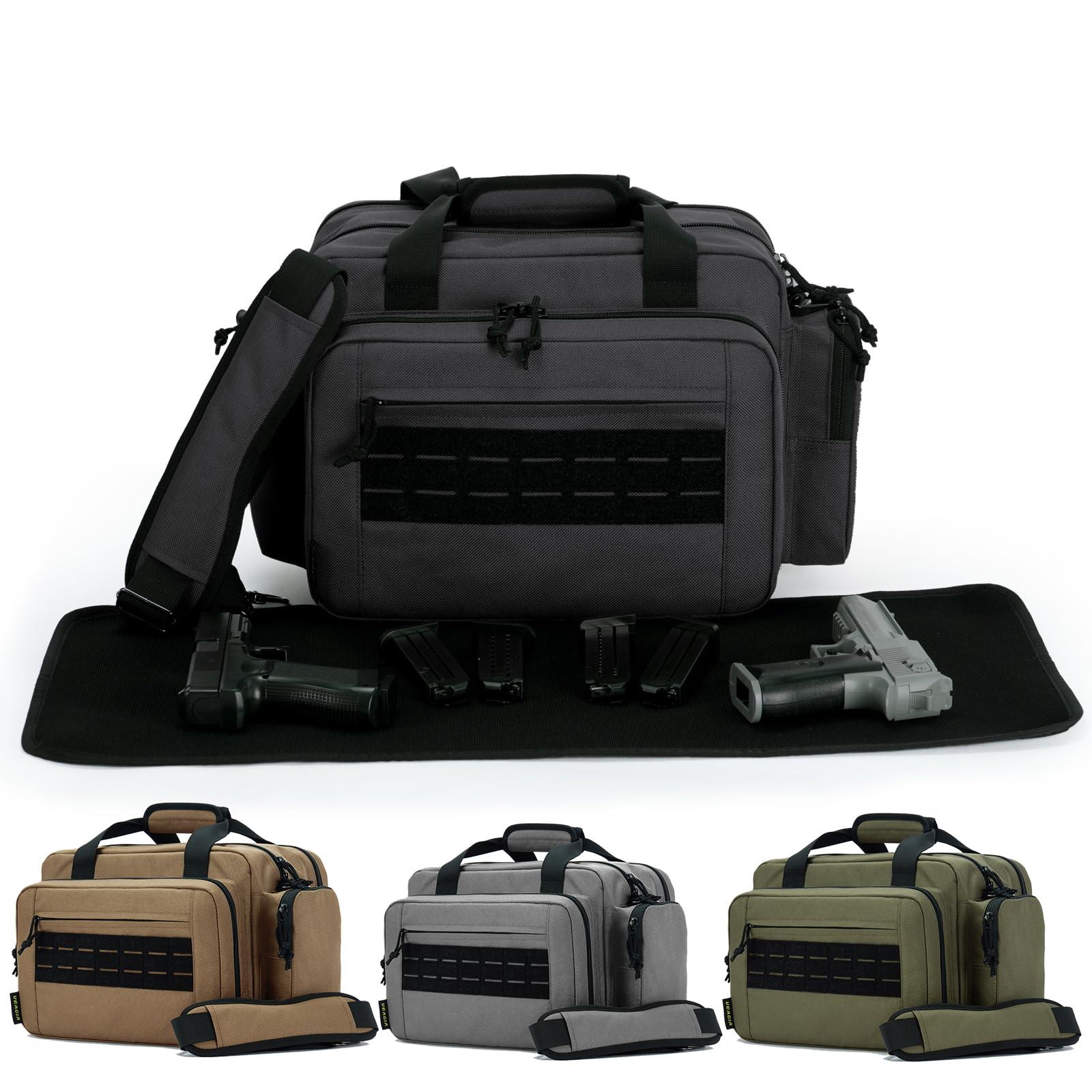 VEAGIA Range Bag,Pistol Case,Gun Range Bags For Handguns And Ammo Pouch 2 Pistols Soft Carrying Shooting Bag