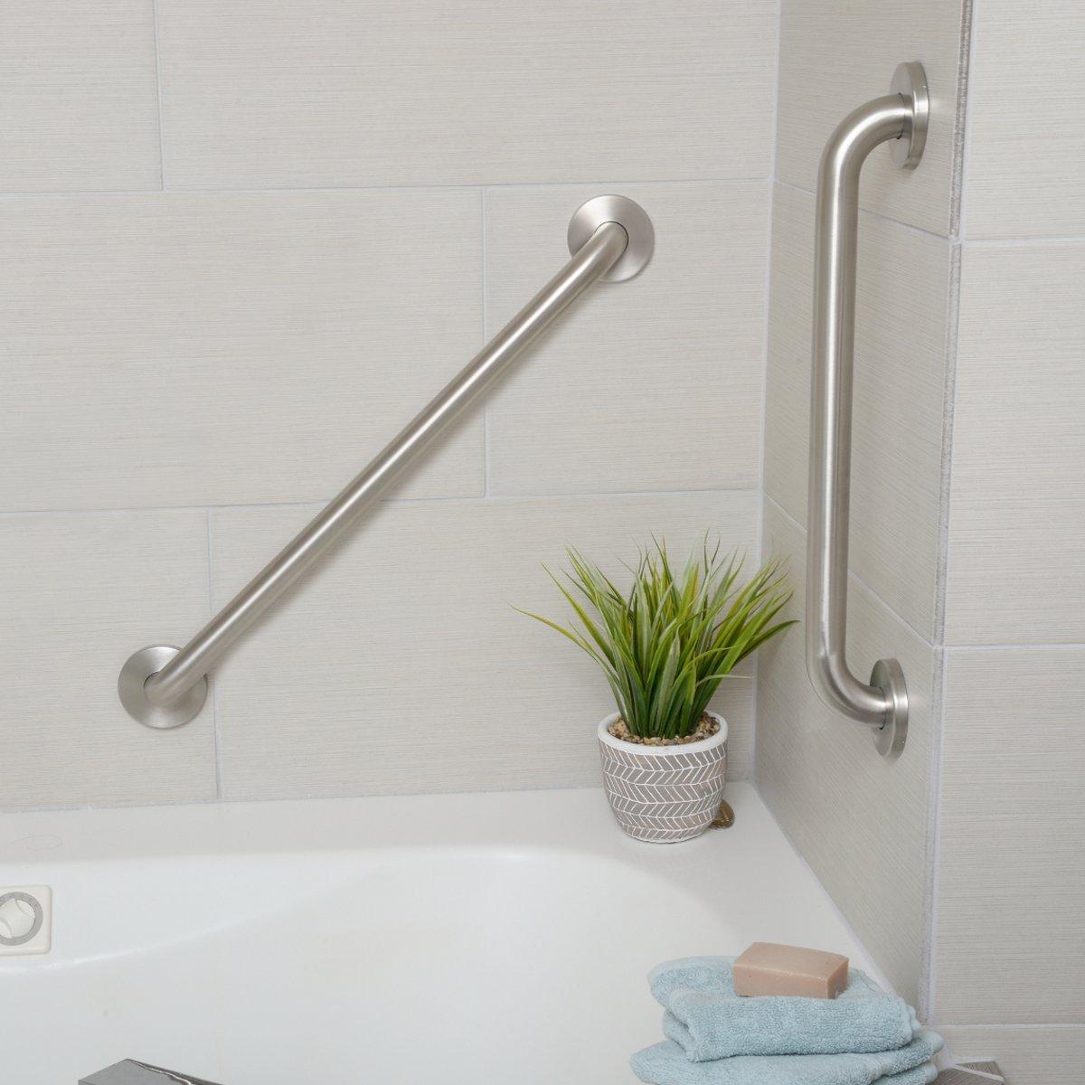 Amazon Basics Bathroom Handicap Safety Grab Bar, 18 Inch Length, 1.25 Inch Diameter, Holds up to 500LBs, ADA Compliant, Stainless Steel - Image 5