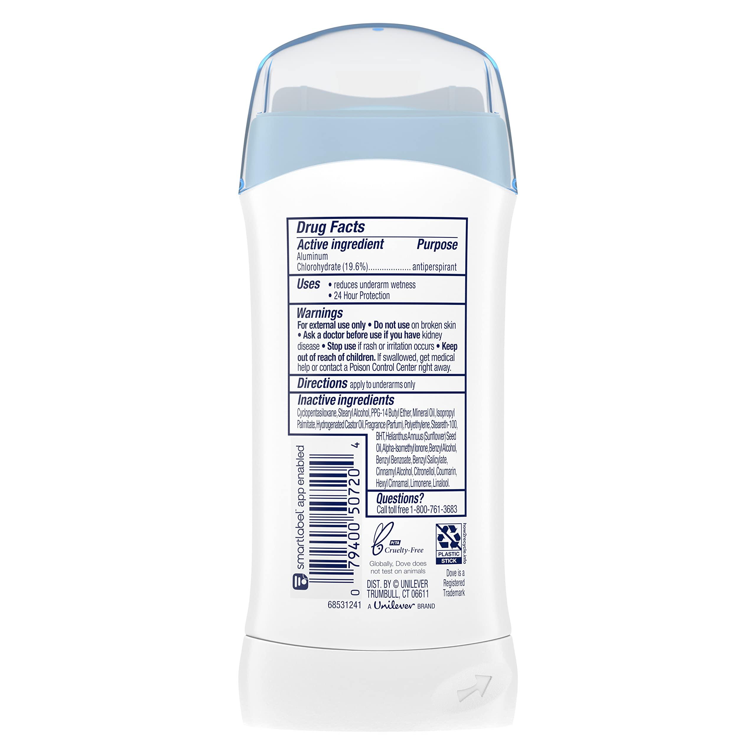Dove Invisible Solid Antiperspirant Deodorant Stick for Women, Powder, For All Day Underarm Sweat & Odor Protection 2.6 oz, 6 Count - Image 3