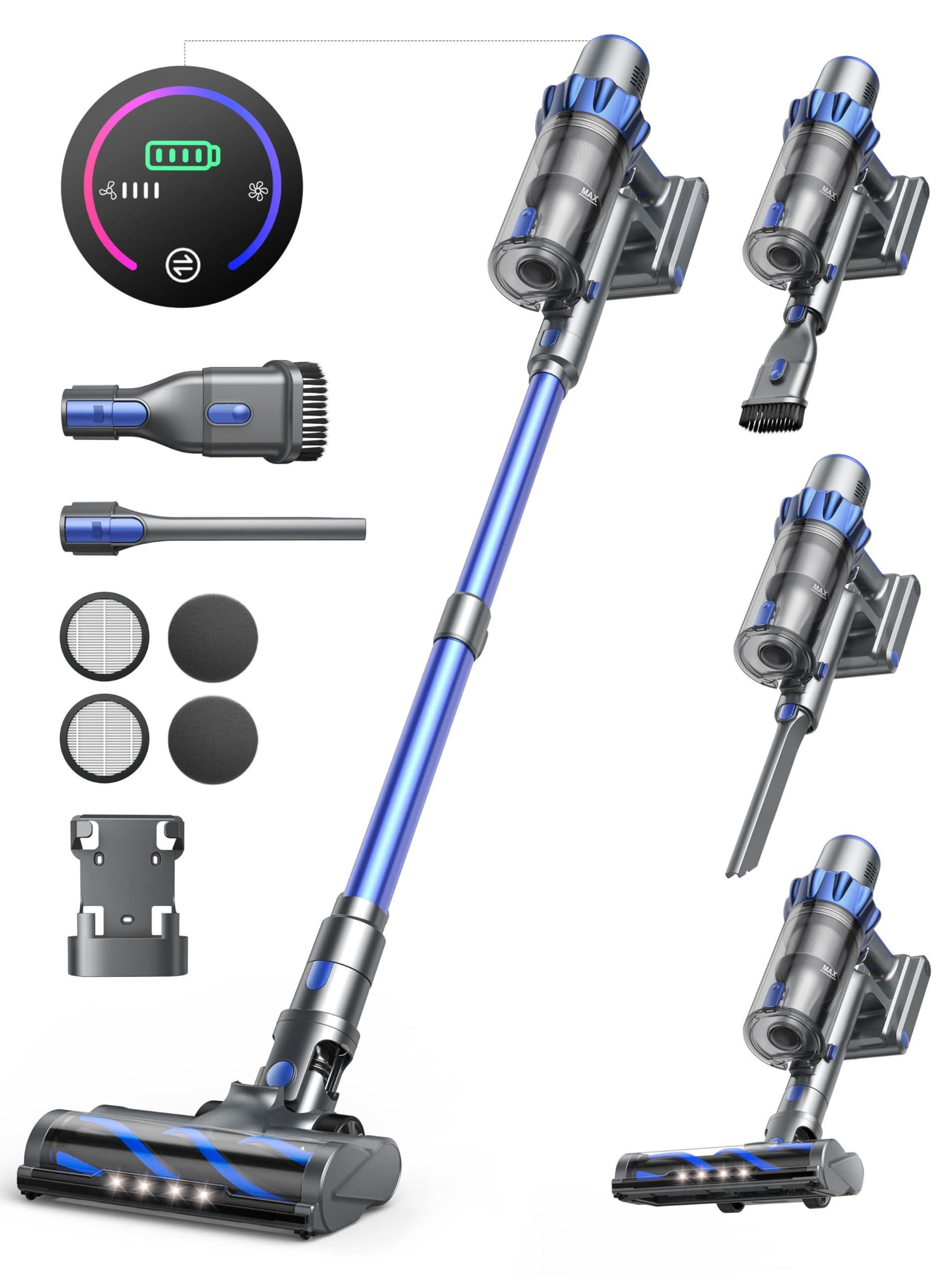 Cordless Vacuum Cleaner, 40KPA 450W Vacuum Cleaners for Home, Stick Vacuum with Color Touch Display, Intelligent Auto Mode, Up to 55Mins, Handheld Vacuum Cleaners for Hardwood Floor Carpet Pet Hair