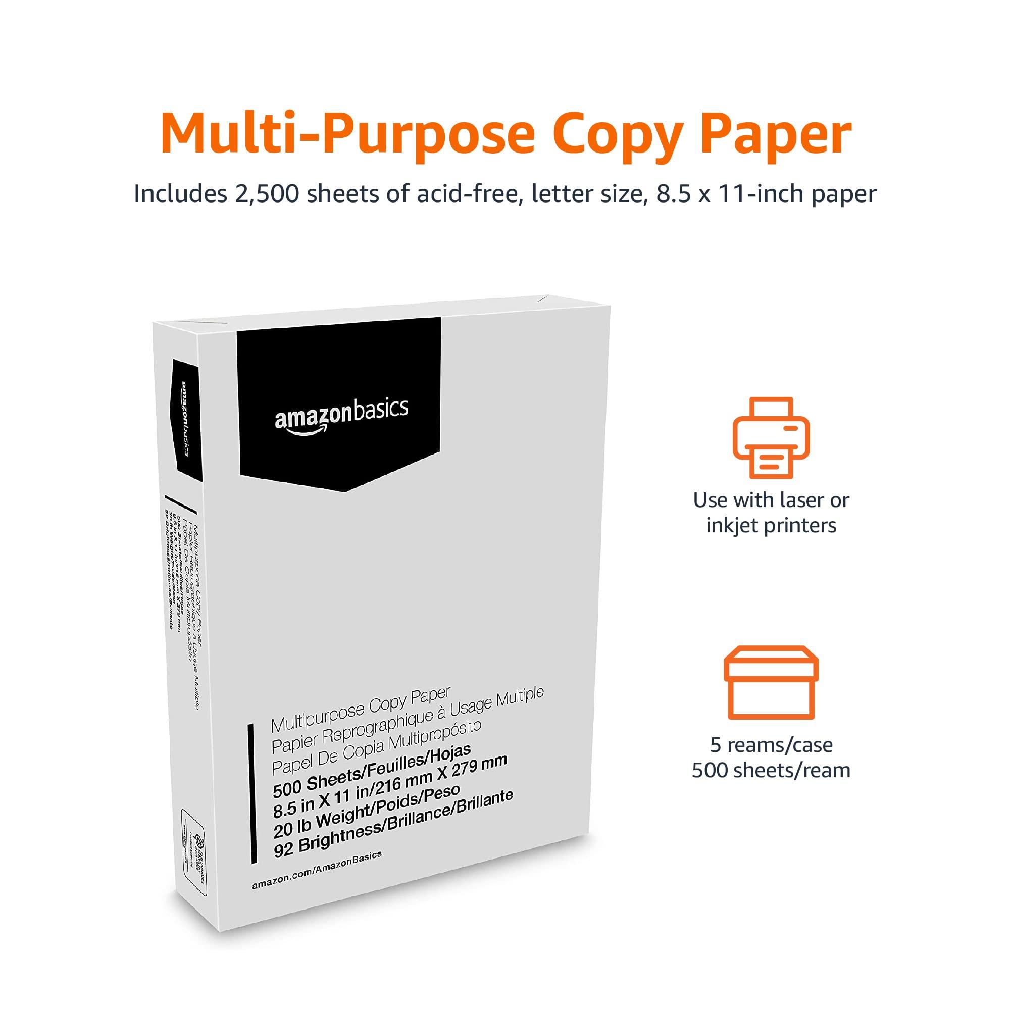 Amazon Basics Multipurpose Copy Printer Paper, 20 lb, 92 Bright, 8.5" x 11", White, 5 Reams, 2500 Sheets - Image 3