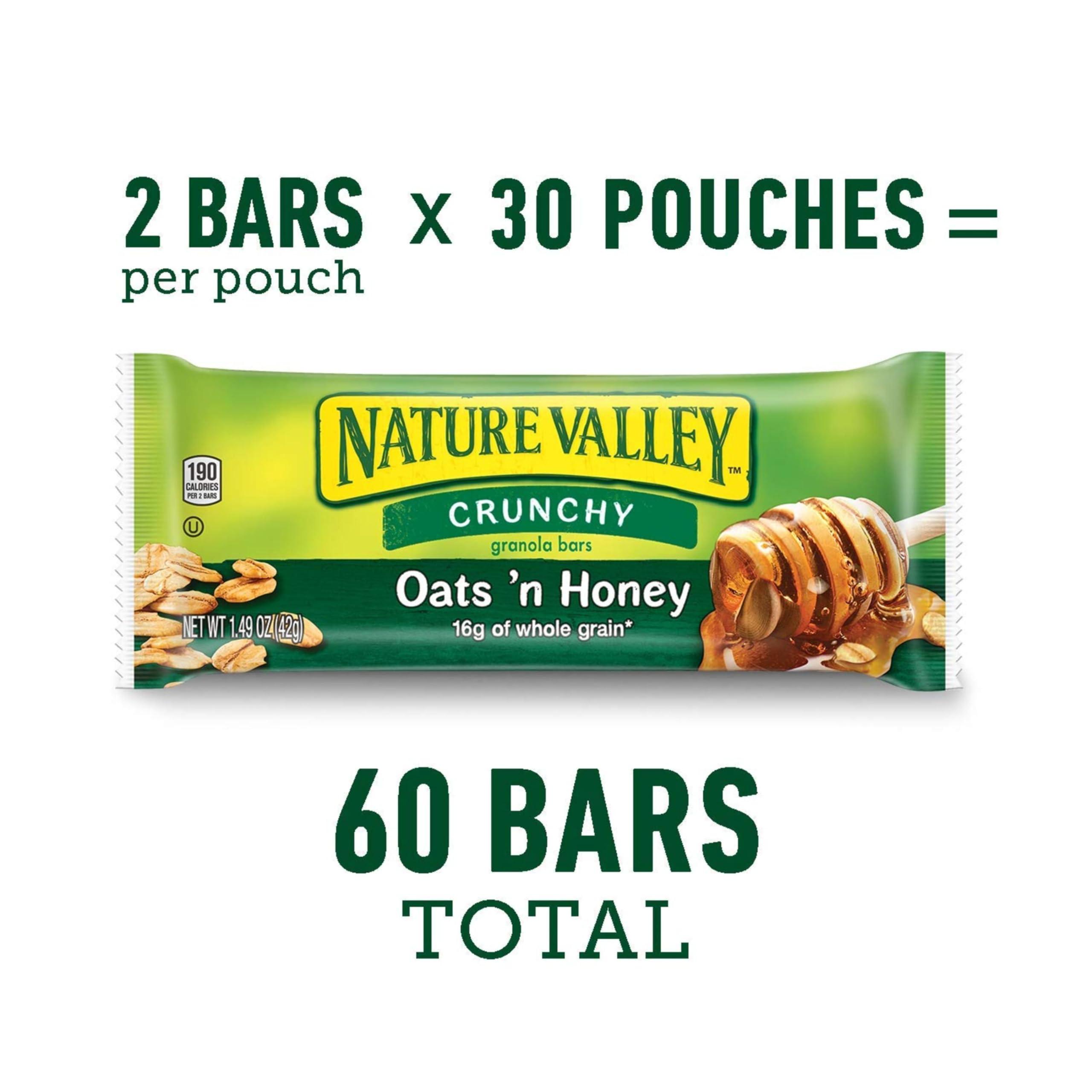 Nature Valley Crunchy Oats 'n Honey Granola Bars, 60 Bars, 44.7 OZ (30 Pouches) - Image 3