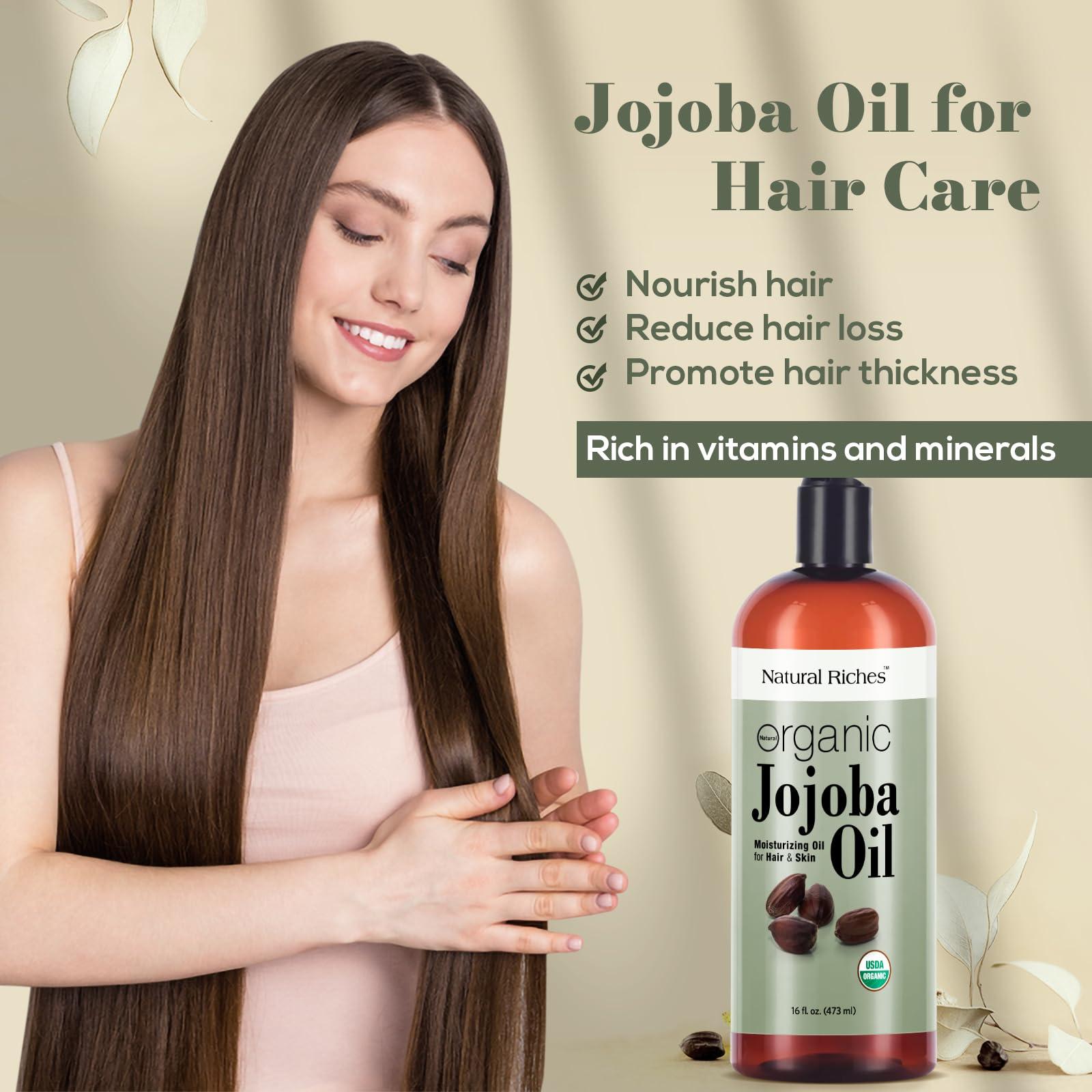 Natural Riches Organic Jojoba Oil, Pure (16 oz) | Moisturizing Oil for Face, Hair, Skin & Nails Cold Pressed Hexane Free Base Carrier oil. - Image 5