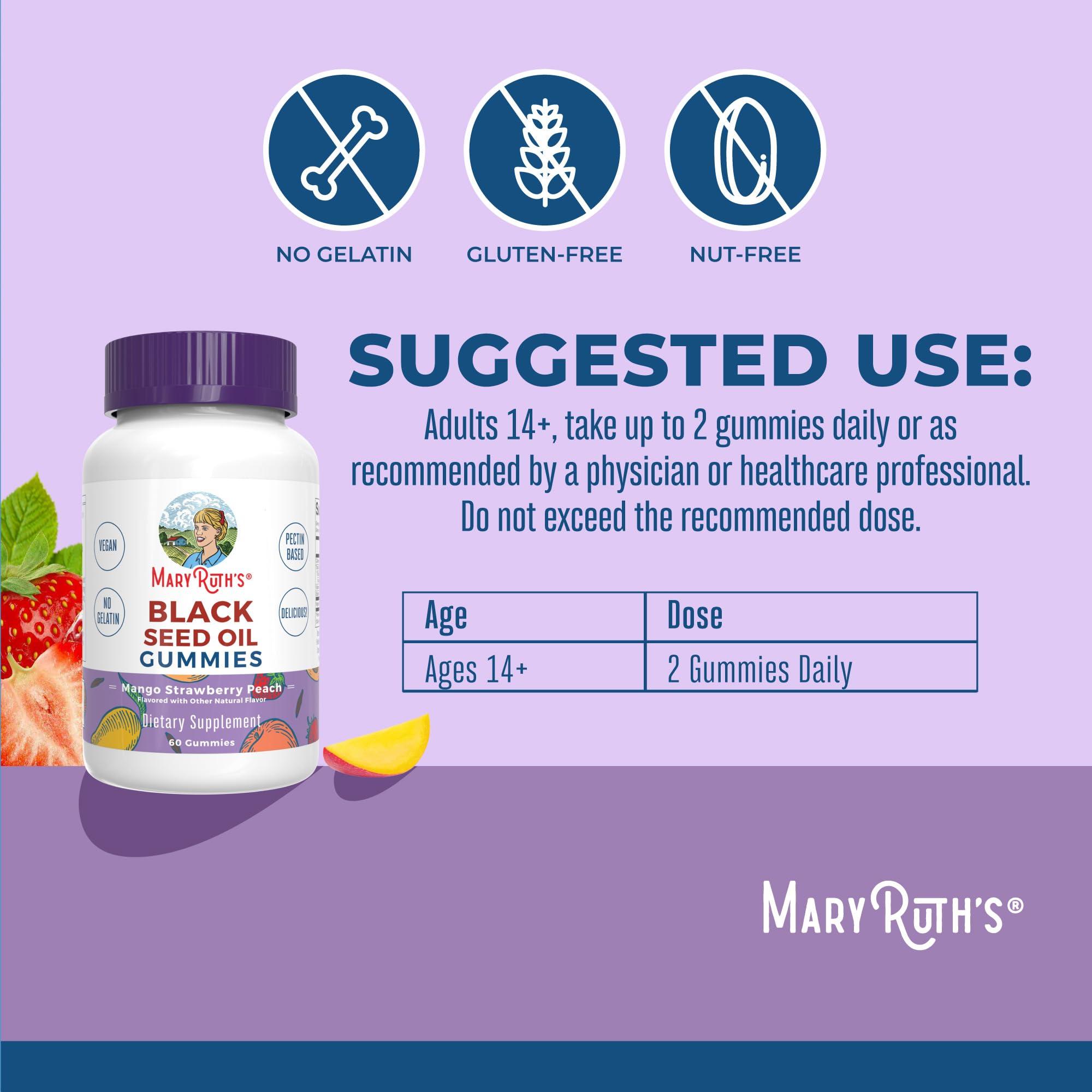 MaryRuth Organics Black Seed Oil Gummies | Black Cumin Seed Oil Supplement | Traditionally Used for Immune Support & Cardiovascular Health | Vegan | No Gelatin | Pectin Based | 60 Gummies - Image 3