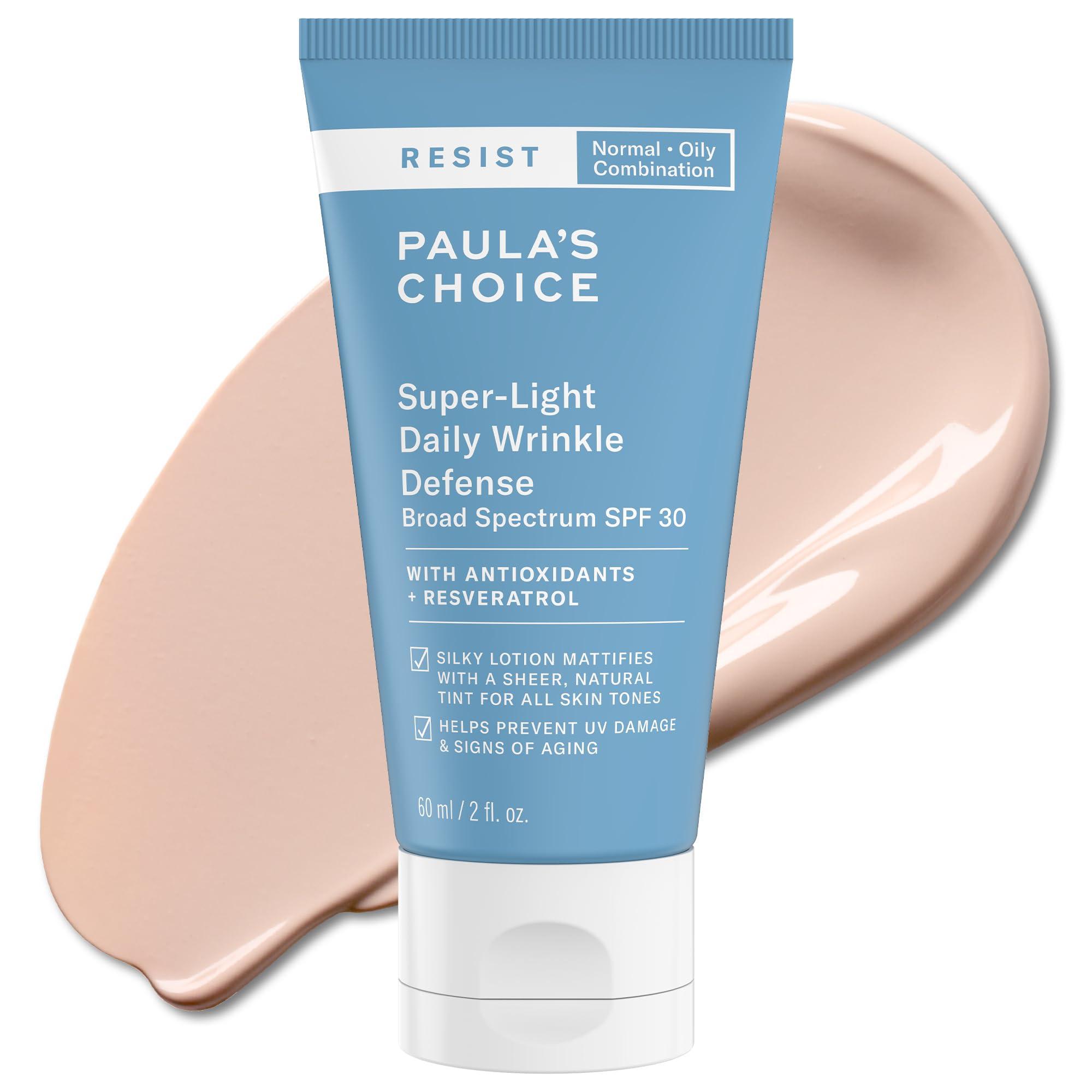 Paula's Choice RESIST Super-Light Daily Wrinkle Defense Mineral Sunscreen, SPF 30 Face Sunscreen for Oily Skin, Matte Tinted Face Moisturizer, UVA/UVB Protection, Fragrance-Free
