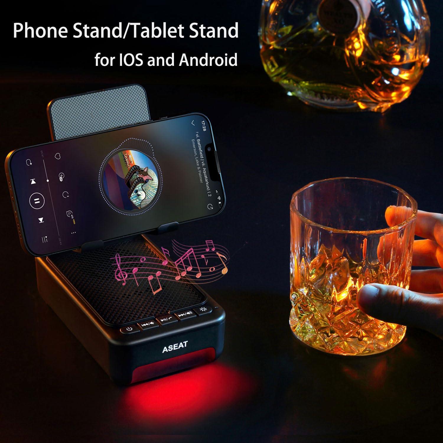 ASEAT Gifts for Men Him, Cell Phone Stand with Bluetooth Speaker&Led Color Changing Light, Unique Gifts for Women Dad Her Husband, Birthday Gifts for Men - Image 3