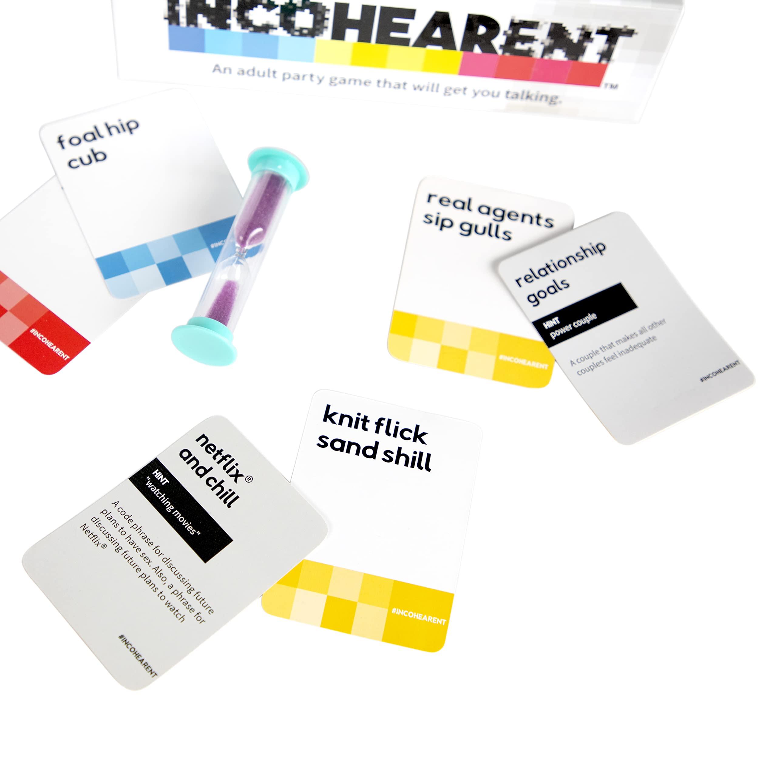 Incohearent, The Guess the Gibberish Party Game by Relatable, A Funny Card Game for Adults, Great for Bachelorette Party Games or Game Night Games, Includes 400 Cards, Instructions, and 1 Sand Timer - Image 7