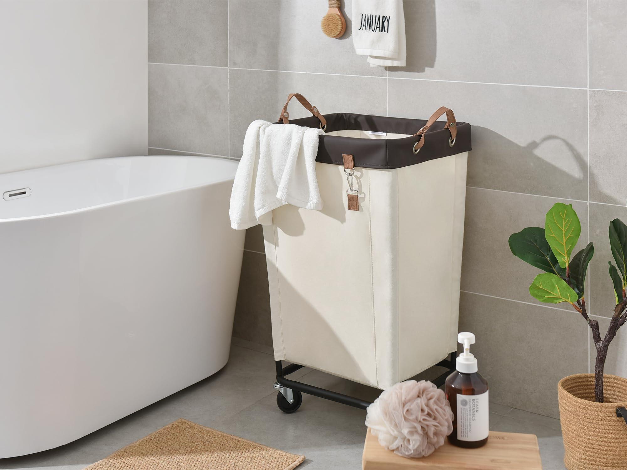 StorageWorks 160L Laundry Basket with Wheels, Large Rolling Hampers for Clothing Organizer, Dirty Clothes Basket for Hotel, Home, Closet, Dorm, Beige - Image 5
