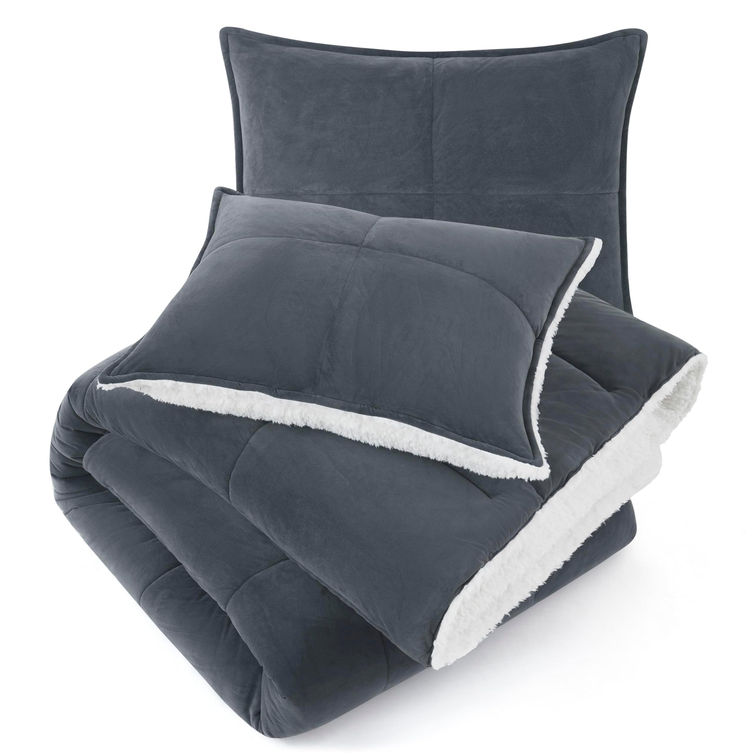 UGG Blissful Full/Queen Comforter Set with 2 Pillow Shams Reversible White Comforter Plush Fluffy Warm Bed Set Premium Hypoallergenic Down Alternative Bedding Breathable, Full/Queen, Blue Imperial - Image 8