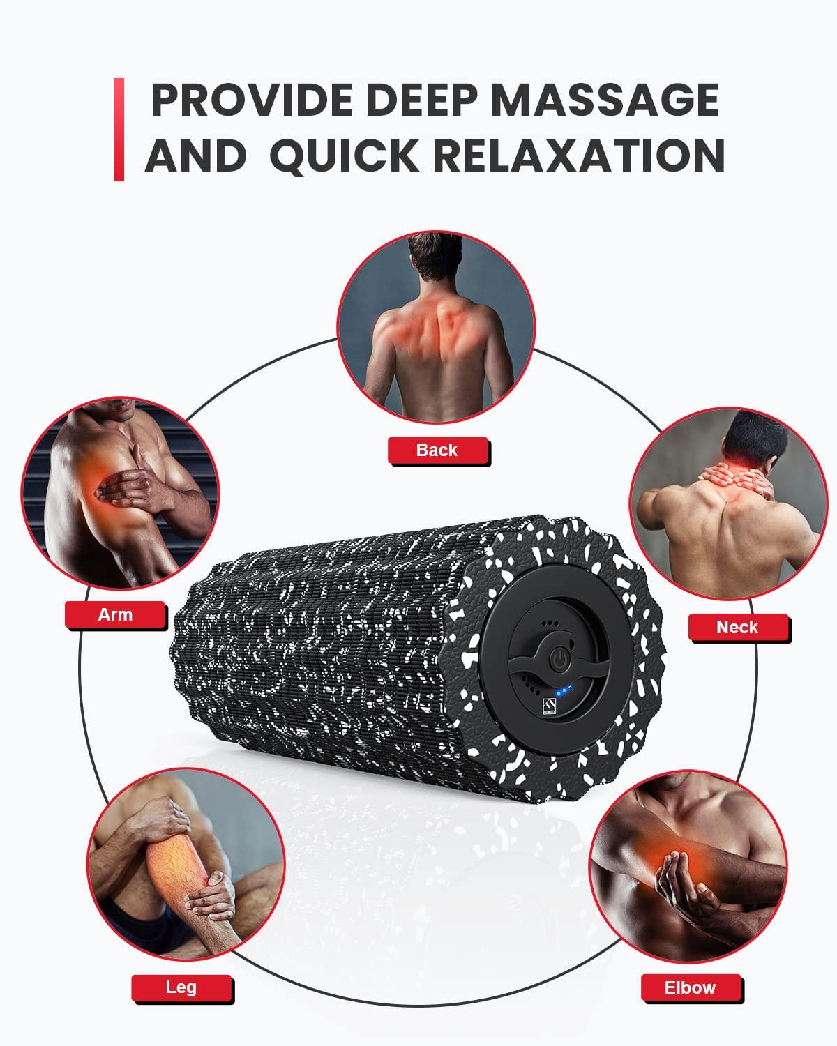 FITINDEX Vibrating Foam Roller for Muscle Deep Tissue, Back Pain Relief, FSA or HSA Eligible, Leg Foot Neck Massager, Exercise, Pilates, Muscle Recovery, Physical Therapy, 4-Speed, Rechargeable, Black - Image 3