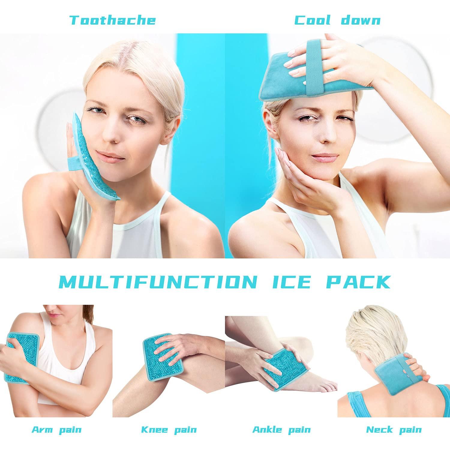 Gel Beads Ice Pack Ice Bag with Strap-1 Pack Reusable Hot & Cold Pack Compress for Knee, Shoulder, Foot, Back, Ankle, Neck, Hip, Elbow, Wisdom Tooth-7.76''x4.93''(Blue) - Image 2