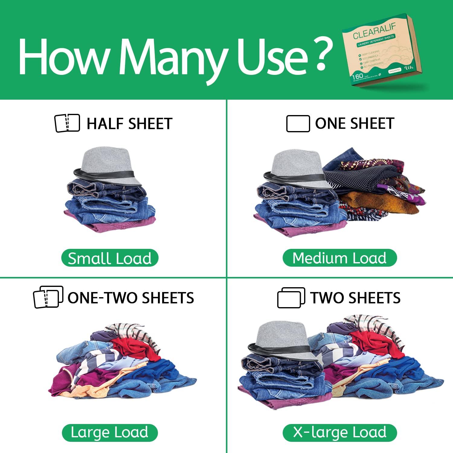 CLEARALIF Laundry Detergent Sheets up to 160 Loads (80sheets), Unscented, Laundry Detergent Strips Eco Friendly & Hypoallergenic - Image 3