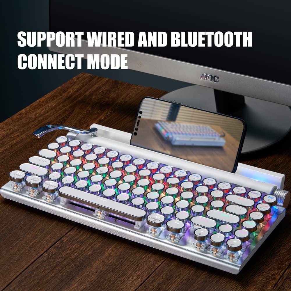 7KEYS Typewriter Keyboard Wireless Retro Style, Vintage Classical Mechanical Keyboard with Bluetooth for IPAD PC/Laptop Mac/Phone - Image 7
