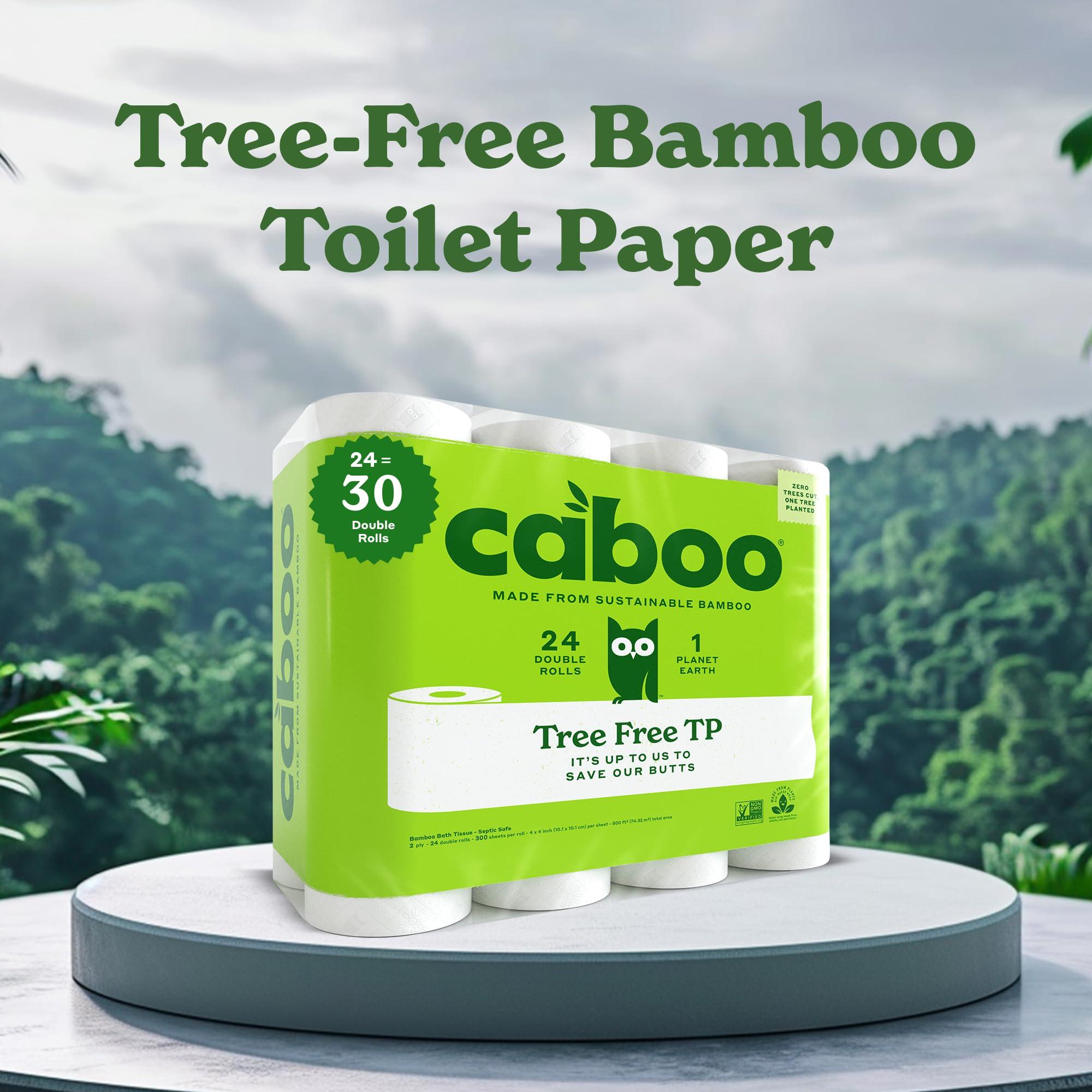 Caboo Tree Free Toilet Paper | Septic Safe, Non Toxic, Chemical Free Toilet Tissue | 2 Ply Bathroom Toilet Paper | Pack of 24 Double Rolls, 300 Sheets Per Roll - Image 3
