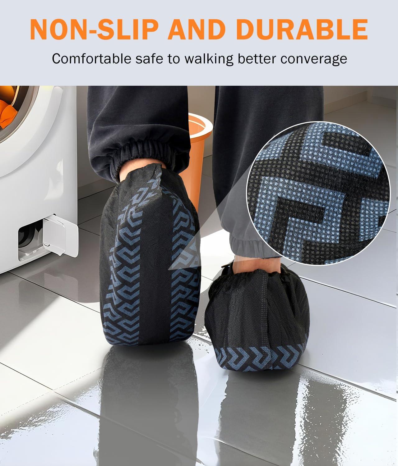 100 Pcs Shoe Covers Disposable Non-Slip,Shoe Covers for Indoors Reusable,Slip-resistant, Durable, Breathable, Non-toxic,Booties for Shoes Covers,Stretchable Fits Up To13 US Men,Black-XL - Image 5