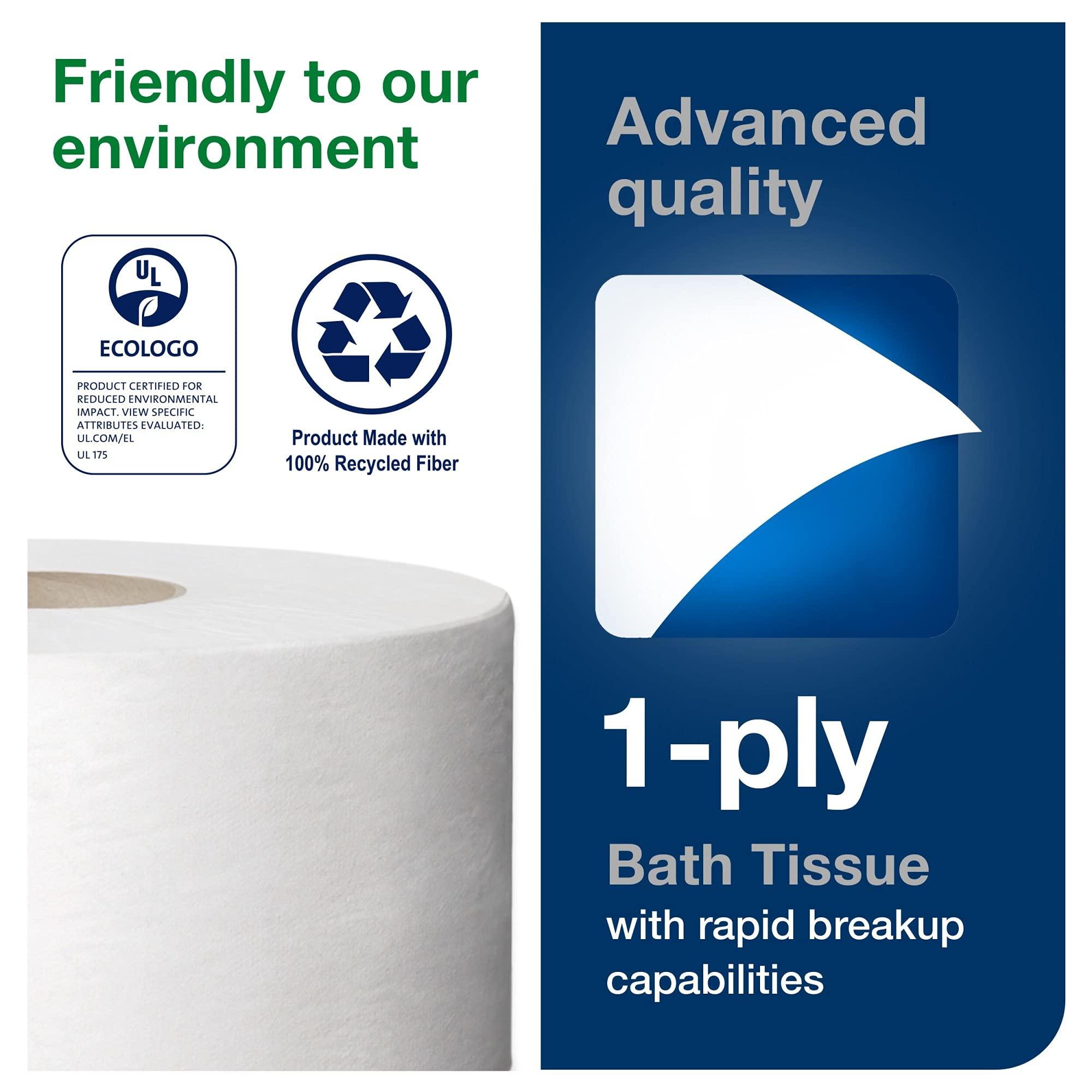 Tork Mini Jumbo Toilet Paper Roll White T2, Advanced, 1-Ply, 12 x 1200', 12013903 - Image 4
