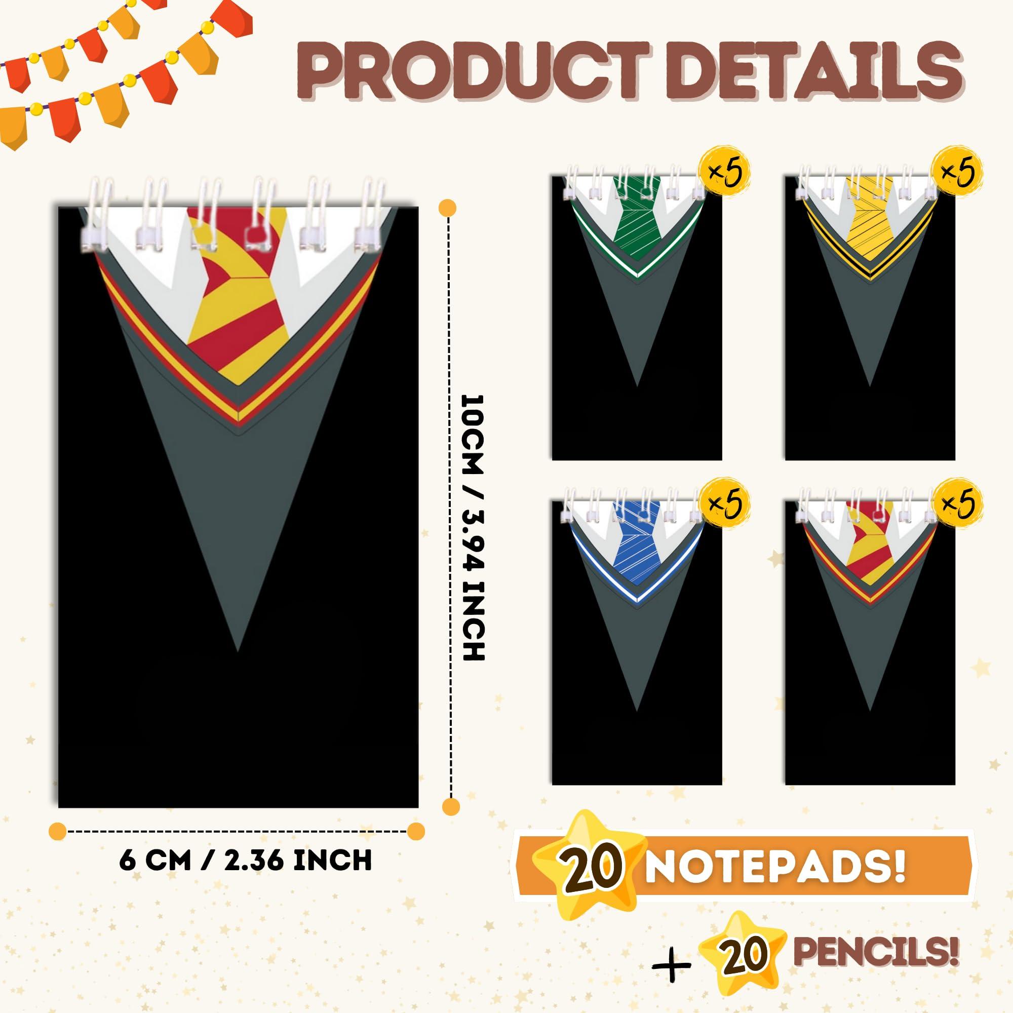 Echoglimmer 40 PCS Wizard Harry Party Favors | Birthday Party Decorations | Harry Party Supplies 20 Wizard Pencils & 20 Harry Party Notepads | Harry Party Favors | Party Décor | Birthday Games - Image 3