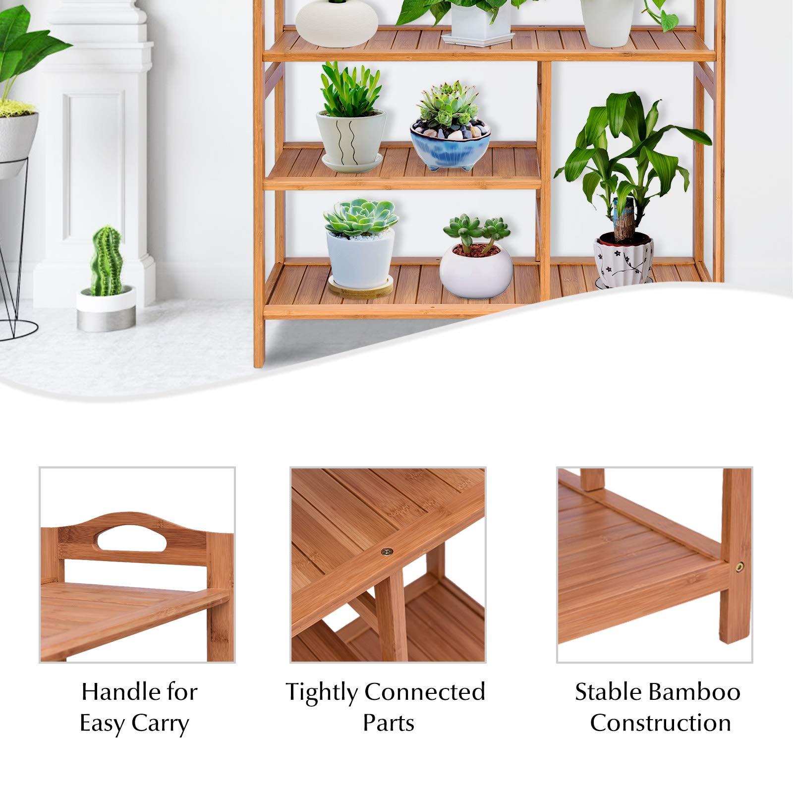 BETTARY 4-Tier Bamboo Shoe Rack, Shoe Shelf Organizer Holds up to 44LBS with Two Rounded Handle for Entryway Kitchen Living Room Closet, Multifunctional Stand Shelf for Footwear Book Flowerpots - Image 5