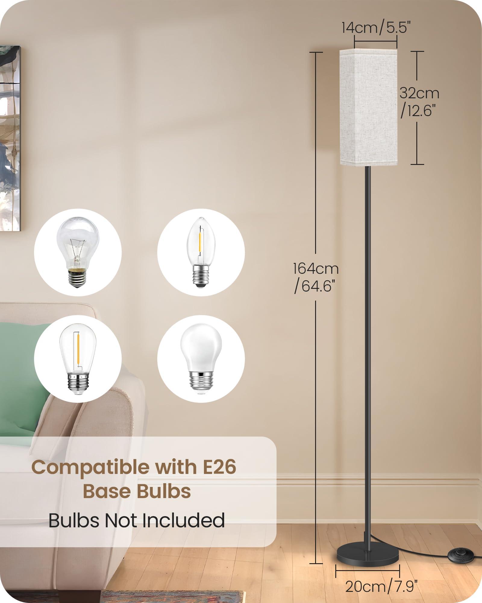 GOEBLESON Floor Lamp, Pole with Foot Switch, Modern Standing Lamp Lampshade, Minimalist Freestanding Lamp (Bulb Not Included), for Living Room, Bedroom Office FCC Listed, Black and Beige E07LD05 - Image 4